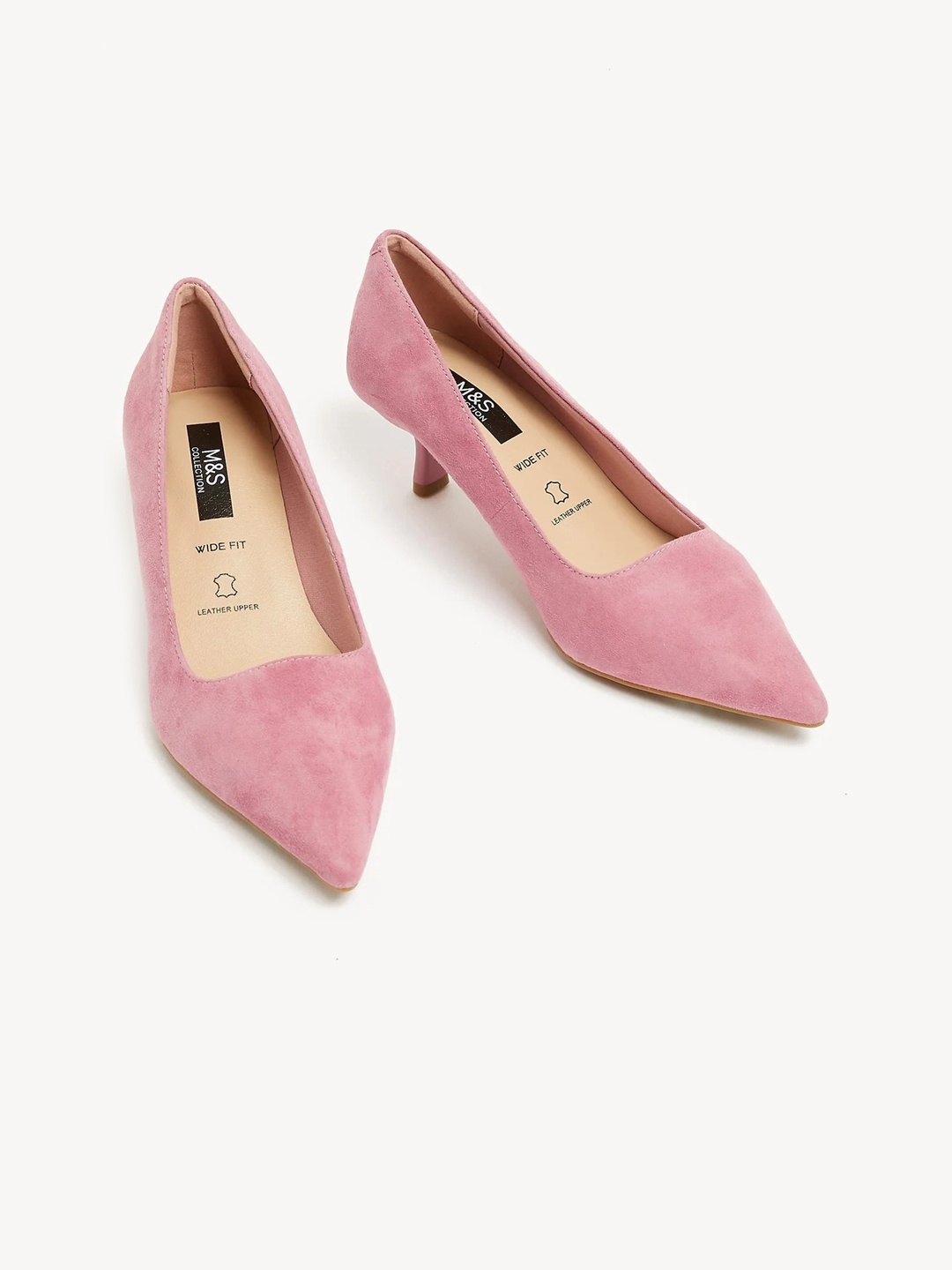 

Marks & Spencer Pointed Toe Suede Slim Heel Pumps, Pink