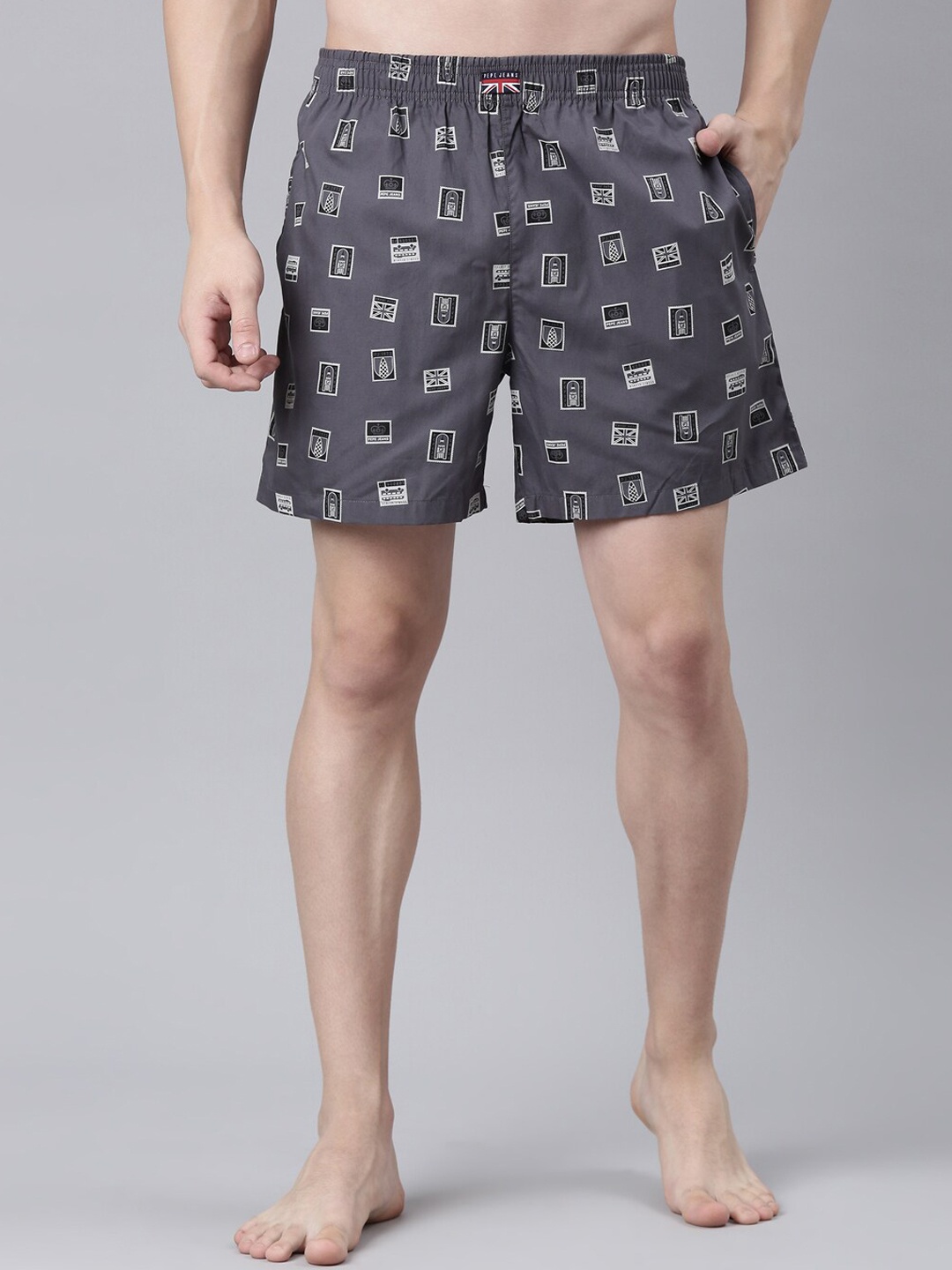 

Pepe Jeans Men Printed Cotton Boxers, Grey