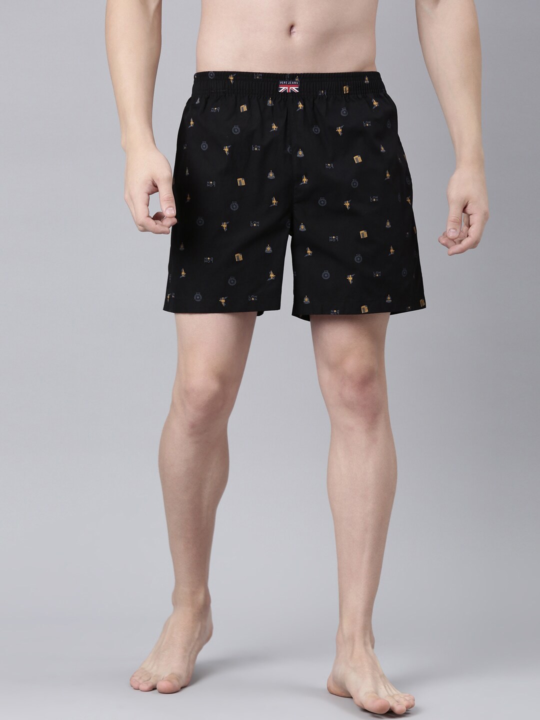 

Pepe Jeans Men Printed Cotton Boxers, Black