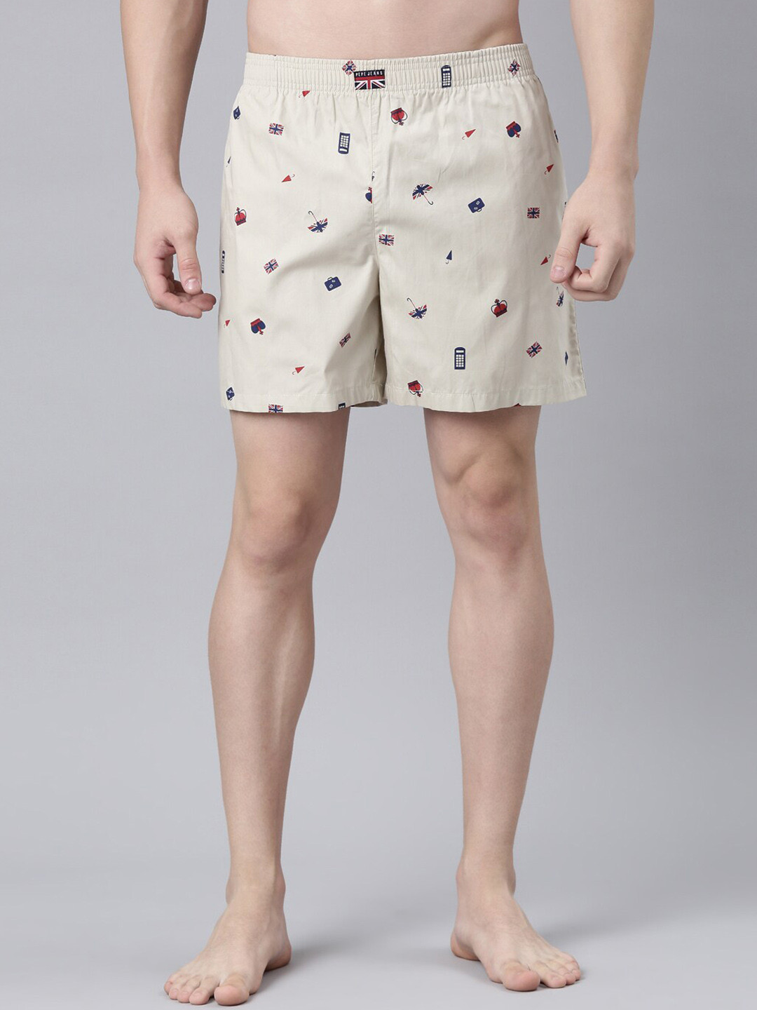 

Pepe Jeans Men Printed Cotton Boxer, Beige