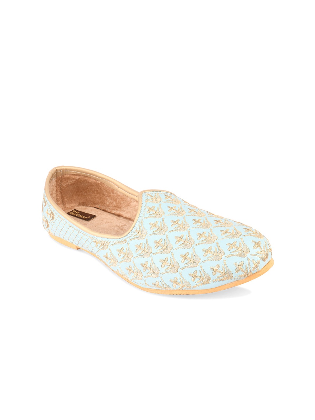 DESI COLOUR Men Embroidered Mojaris, Sea green