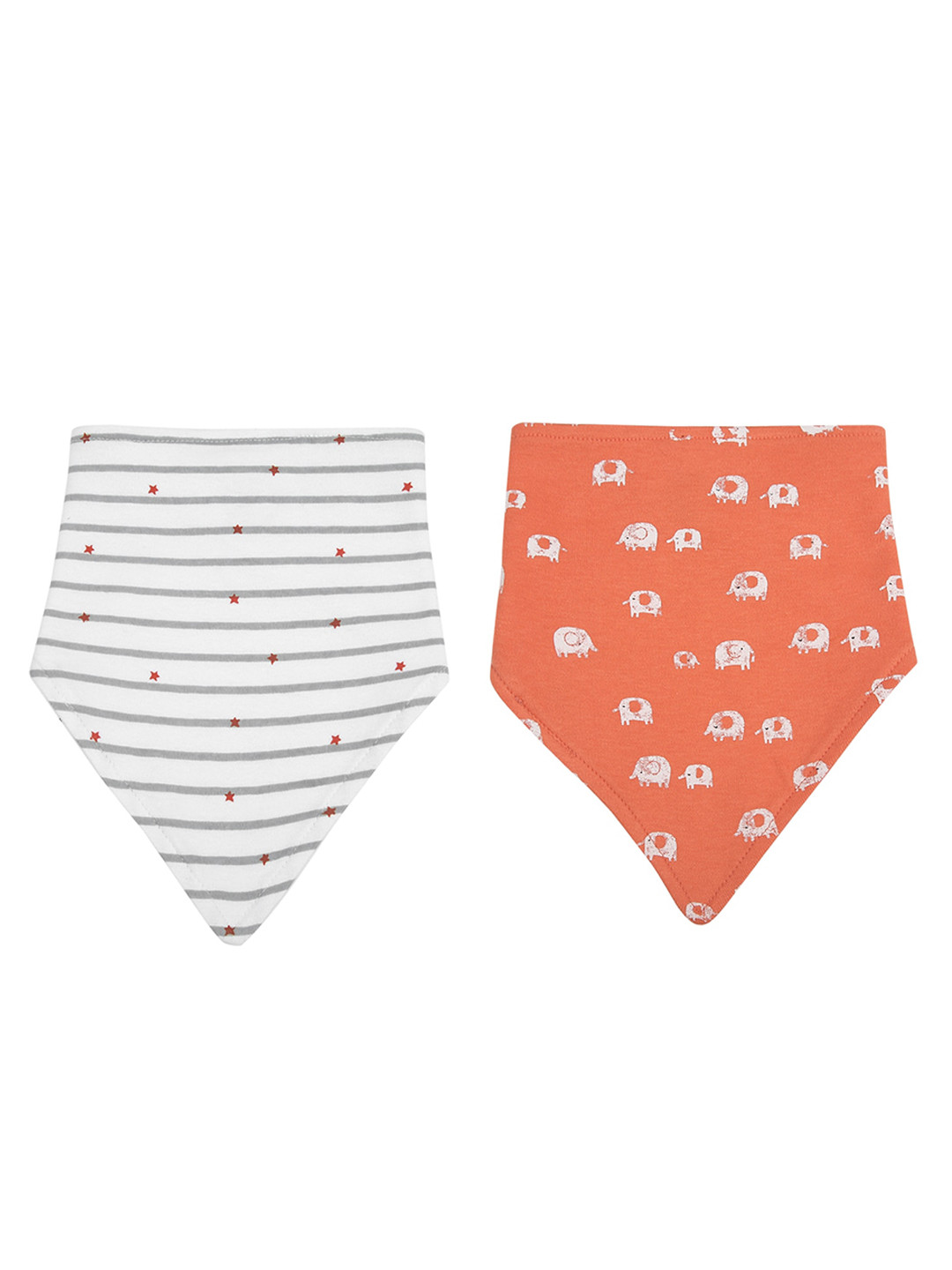 

mothercare Infants Pack Of 2 Printed Bibs, Orange
