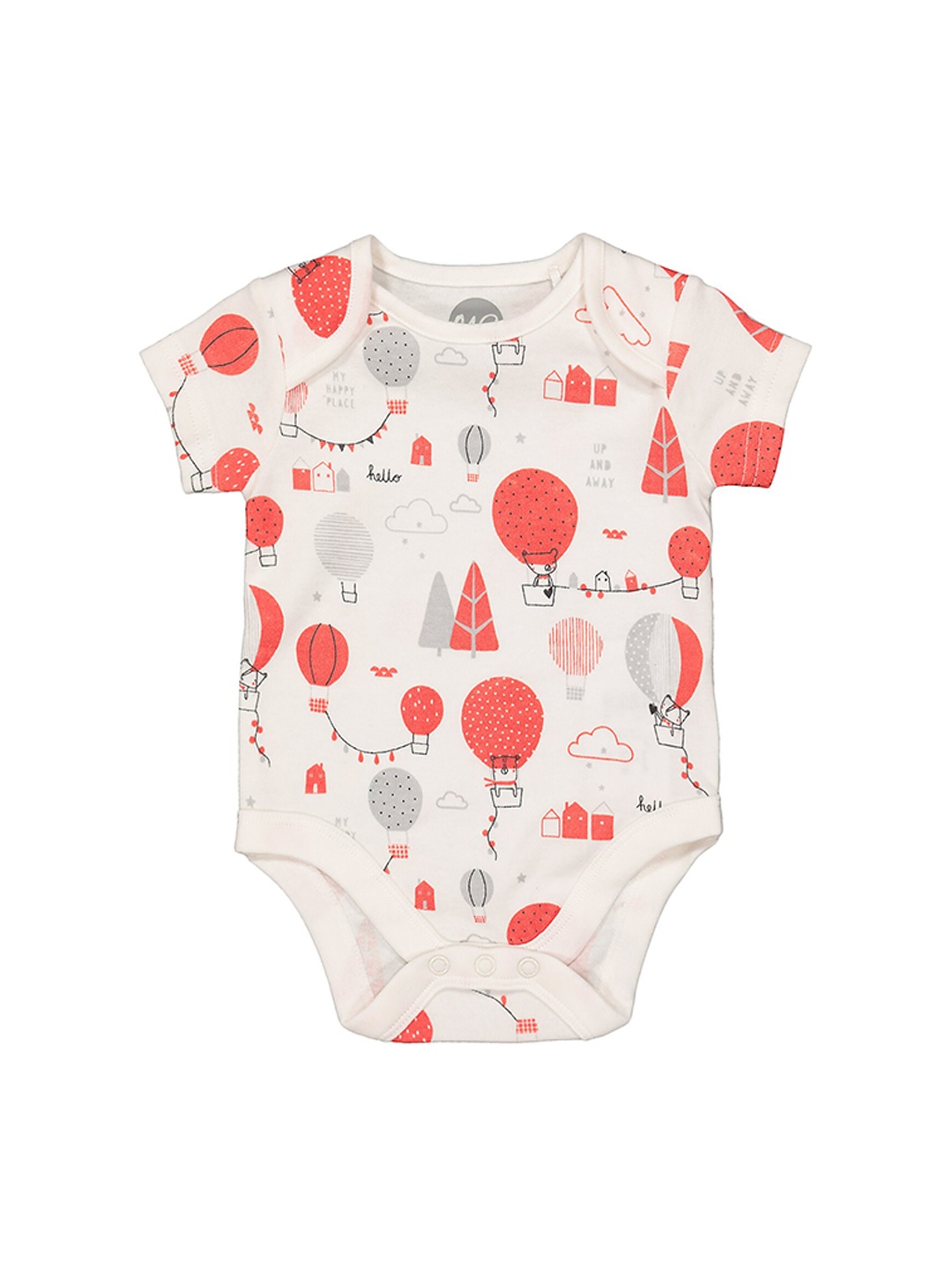 

mothercare Infants Printed Organic Cotton Bodysuit, White