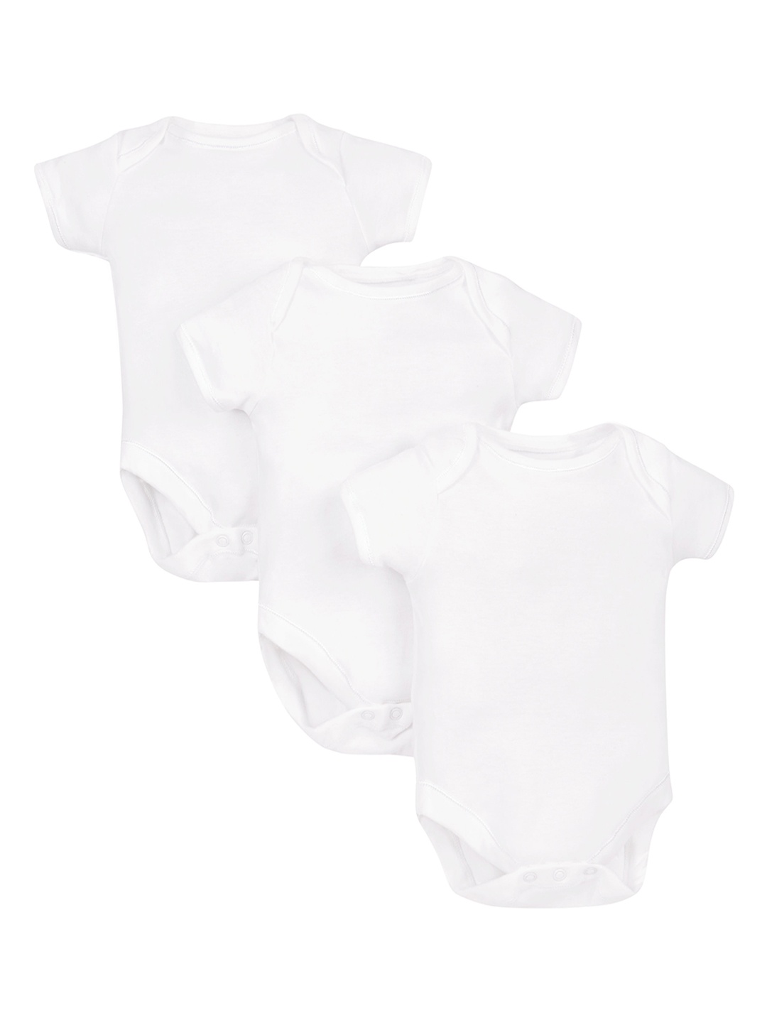 

mothercare Infant Pack Of 3 Cotton Bodysuits, White