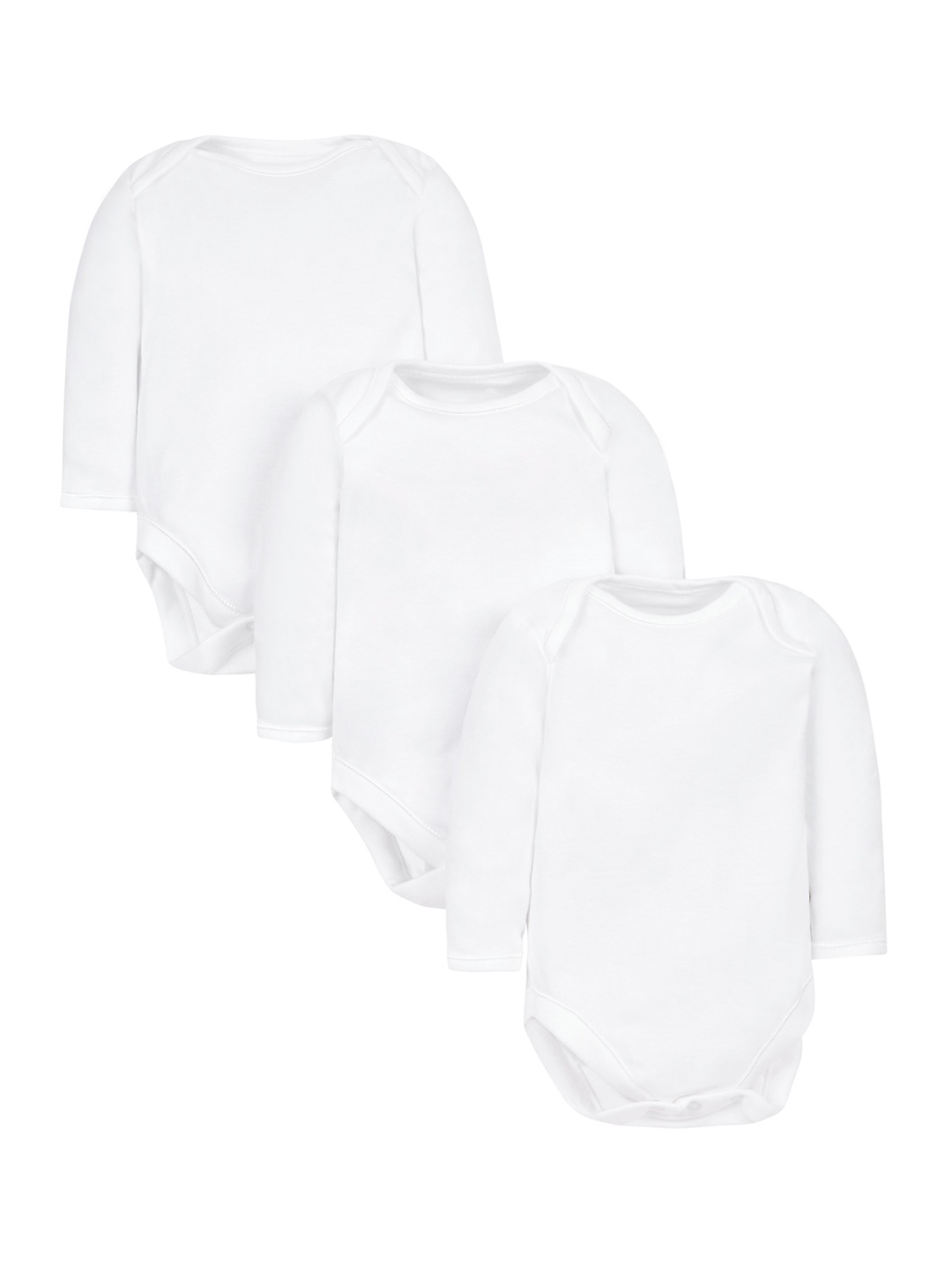 

mothercare Infant Pack Of 3 Cotton Bodysuits, White