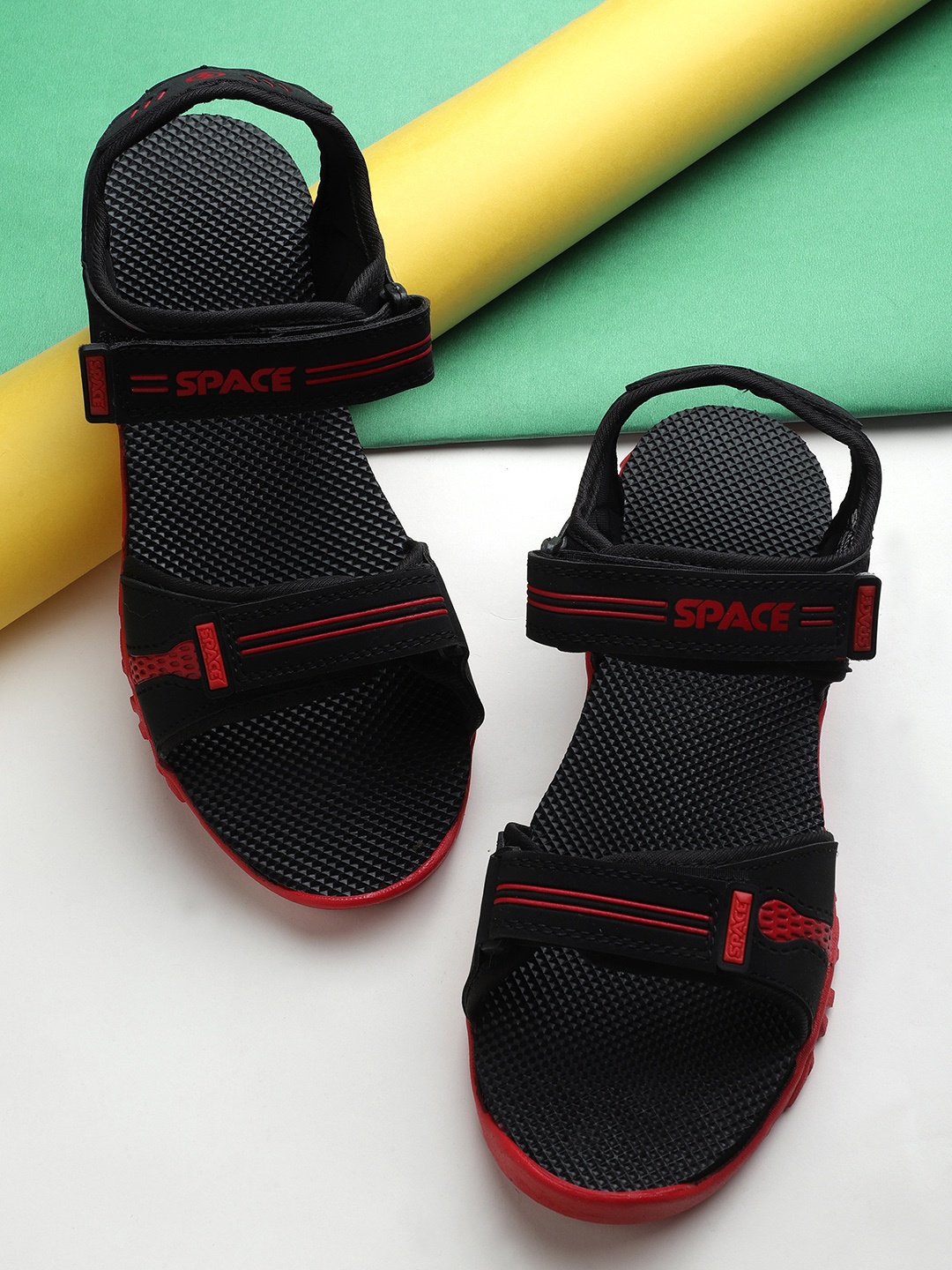 

Space Men Comfortable Velcro Closure Sports Sandals, Black