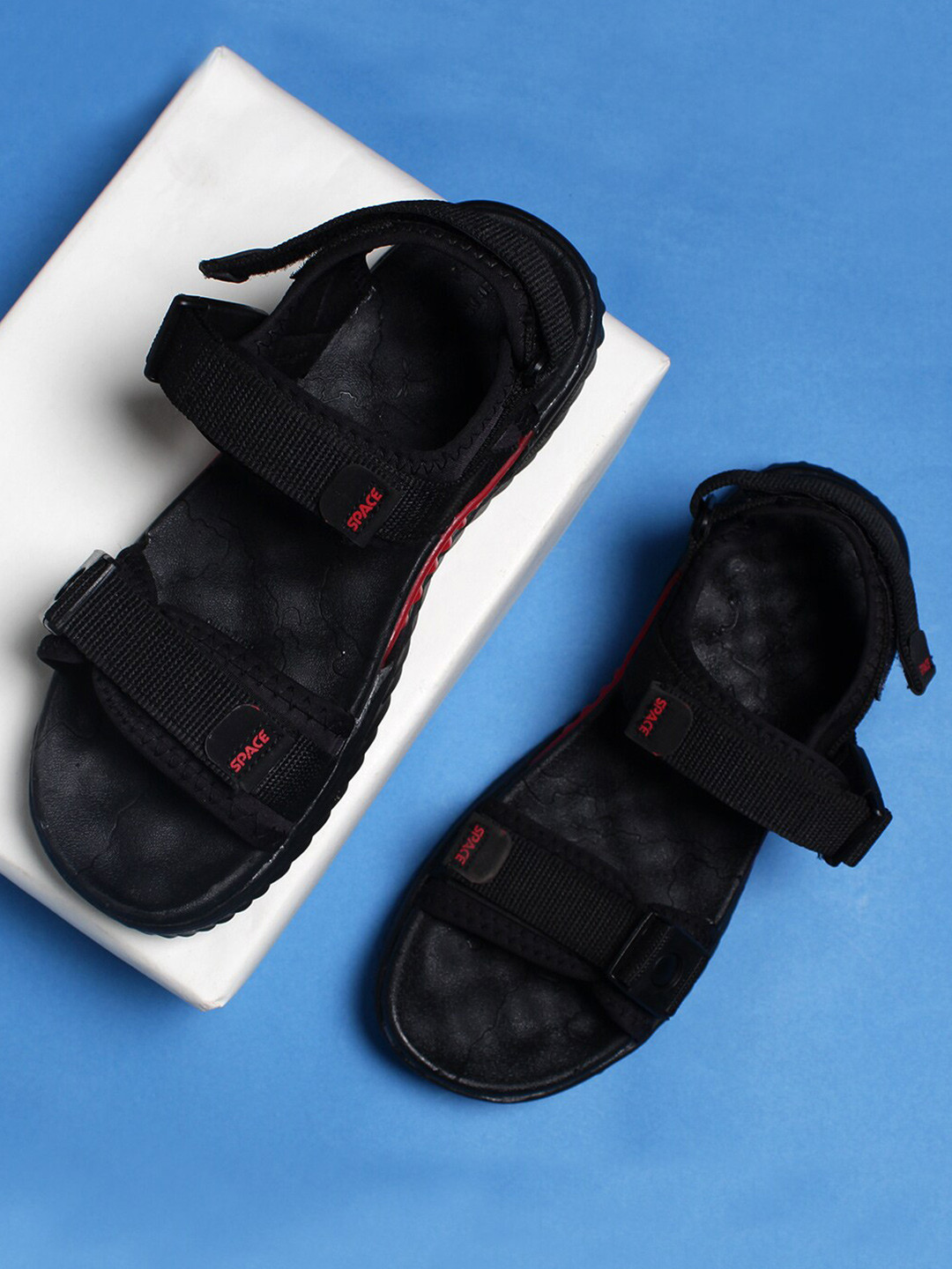 

Space Men Comfortable Velcro Closure Sports Sandals, Black