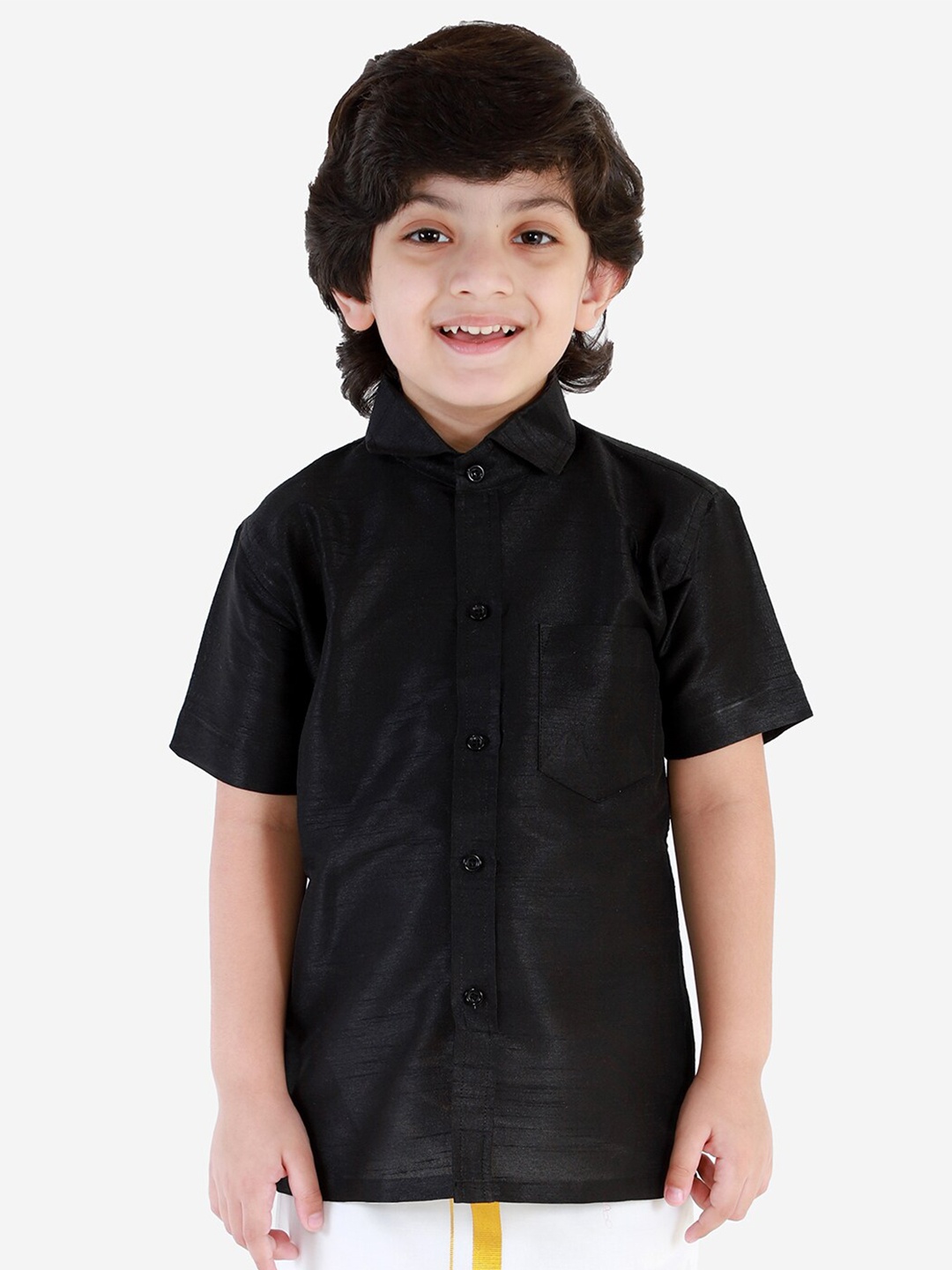 

JBN Creation Boys Short Sleeves Premium Fit Silk Casual Shirt, Black