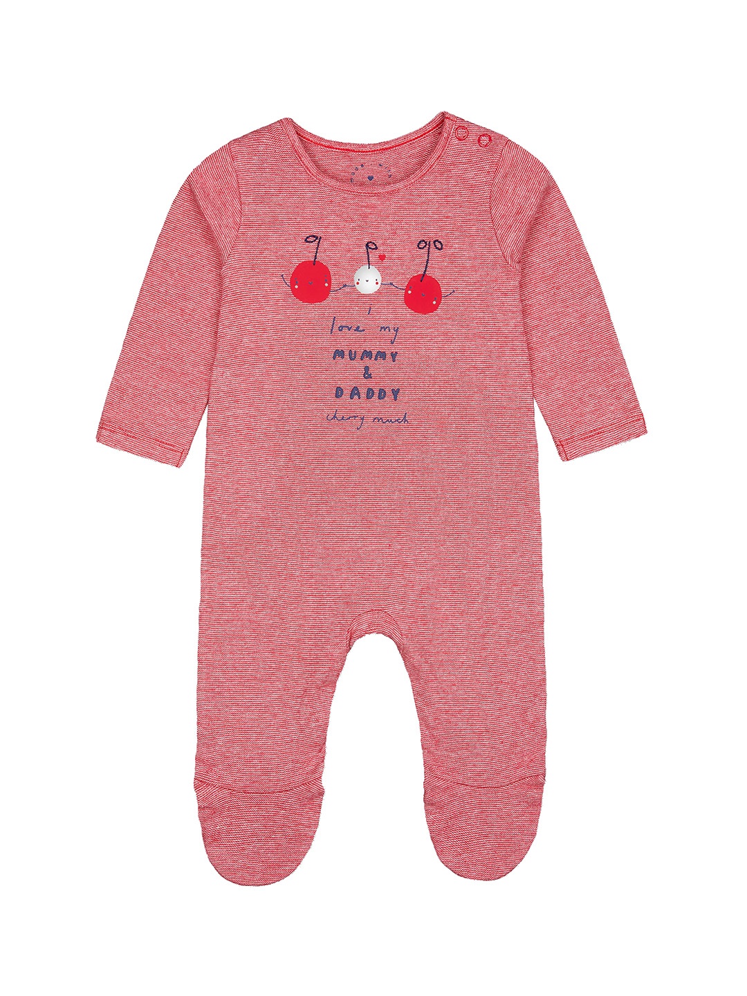 

mothercare Infant Girls Printed Cotton Sleepsuit, Pink