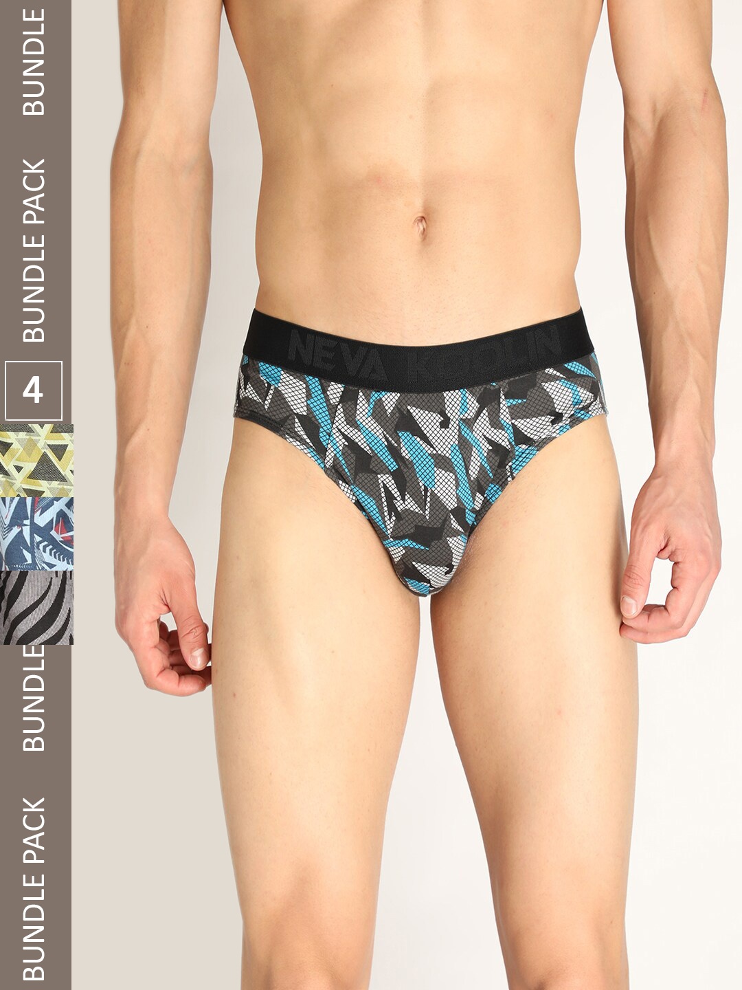 

NEVA Men Pack Of 4 Printed Basic Briefs, Blue