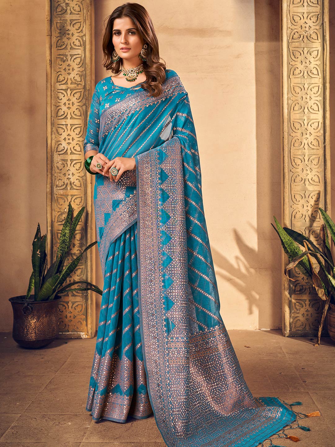 

KARAGIRI Woven Design Zari Saree, Blue