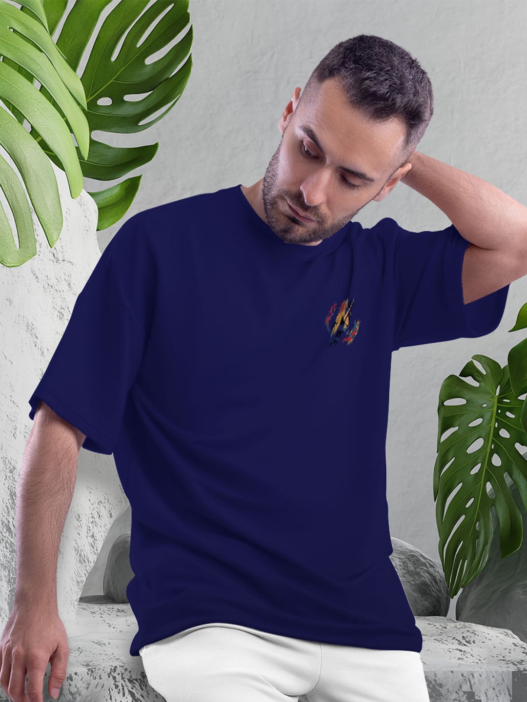 

macmerise Bio Finish Cotton Oversize T-Shirt, Navy blue
