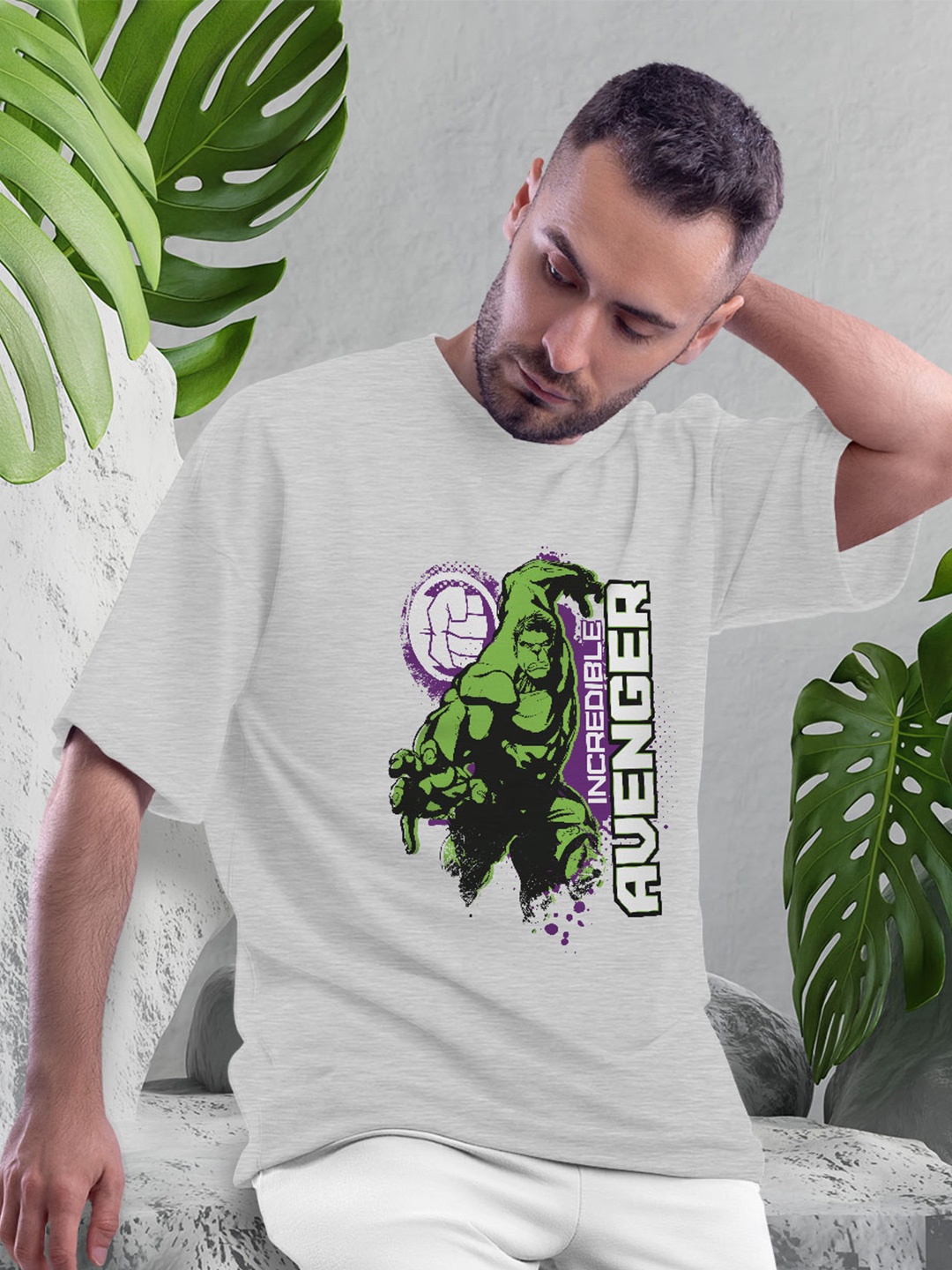 

macmerise Hulk Printed Bio Finish Cotton Oversize Fit T-shirt, Grey