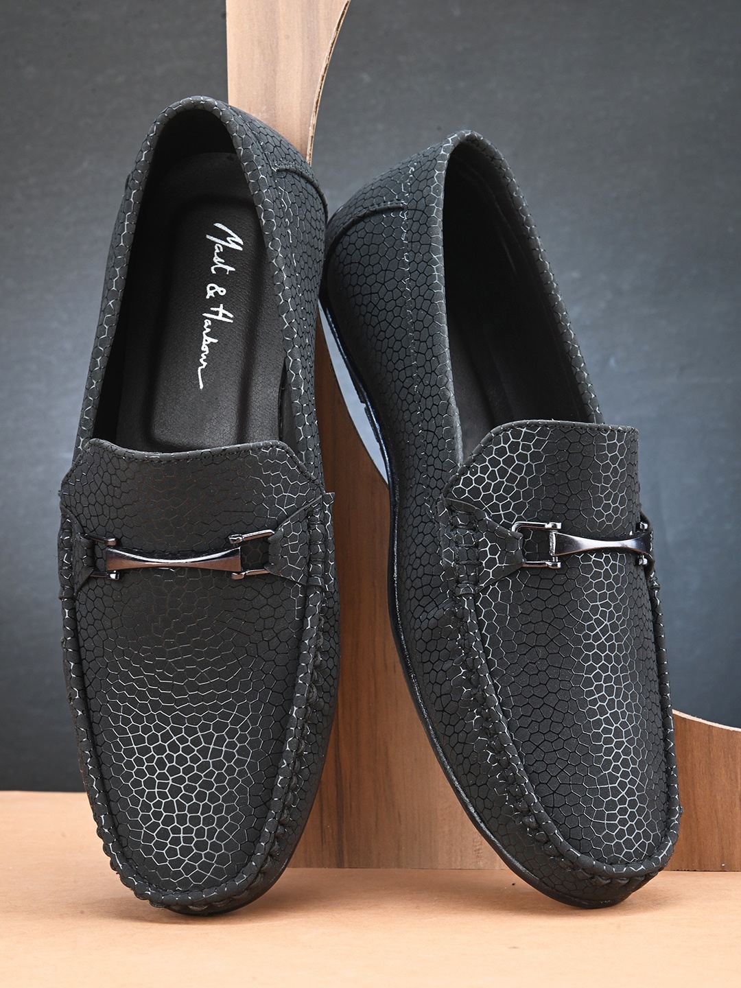 

Mast & Harbour Men Black Printed Horsebit Loafers