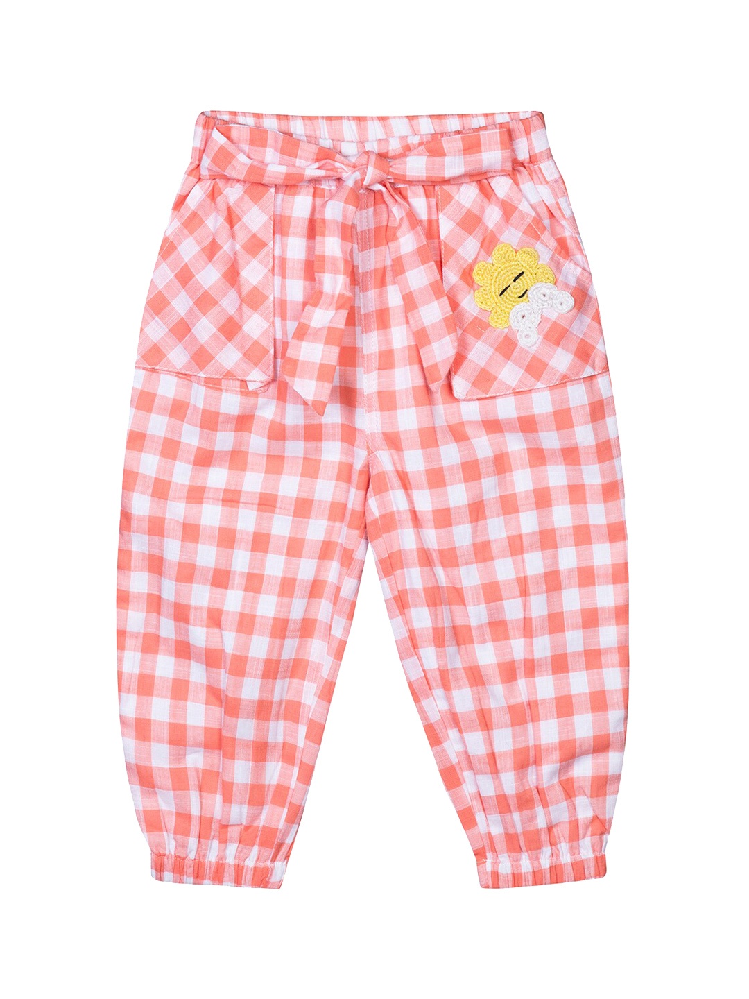 

Budding Bees Girls Checked Relaxed Trousers, Orange