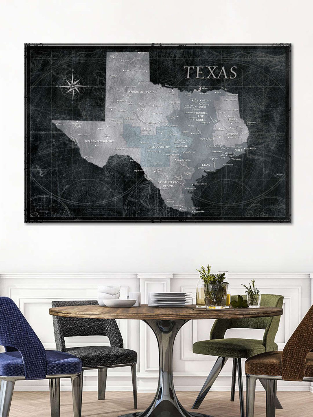 

POSTERS AND TRUSS Black & White World Map Wall Art