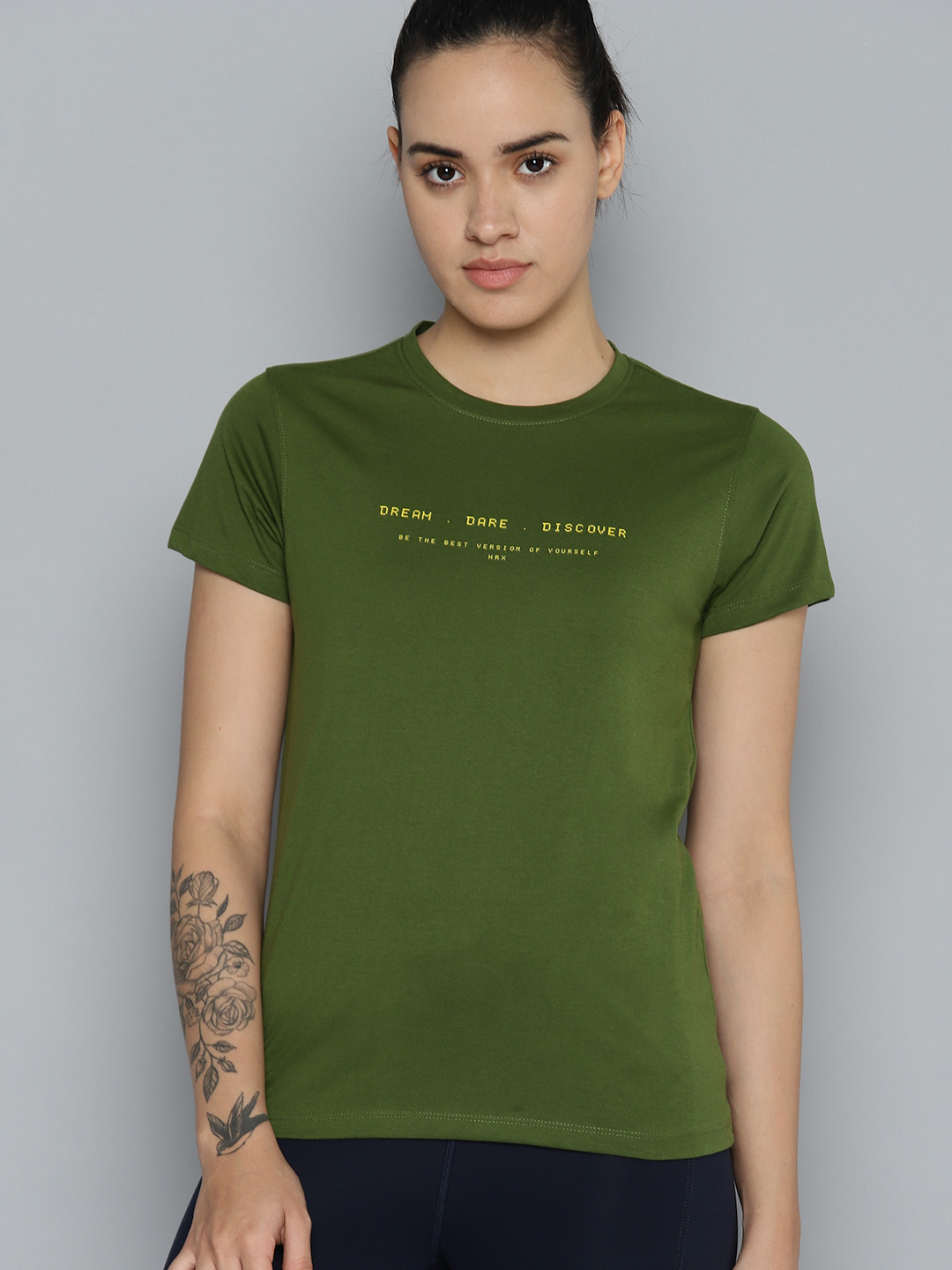 

HRX by Hrithik Roshan Women Typography Printed T-shirt, Olive