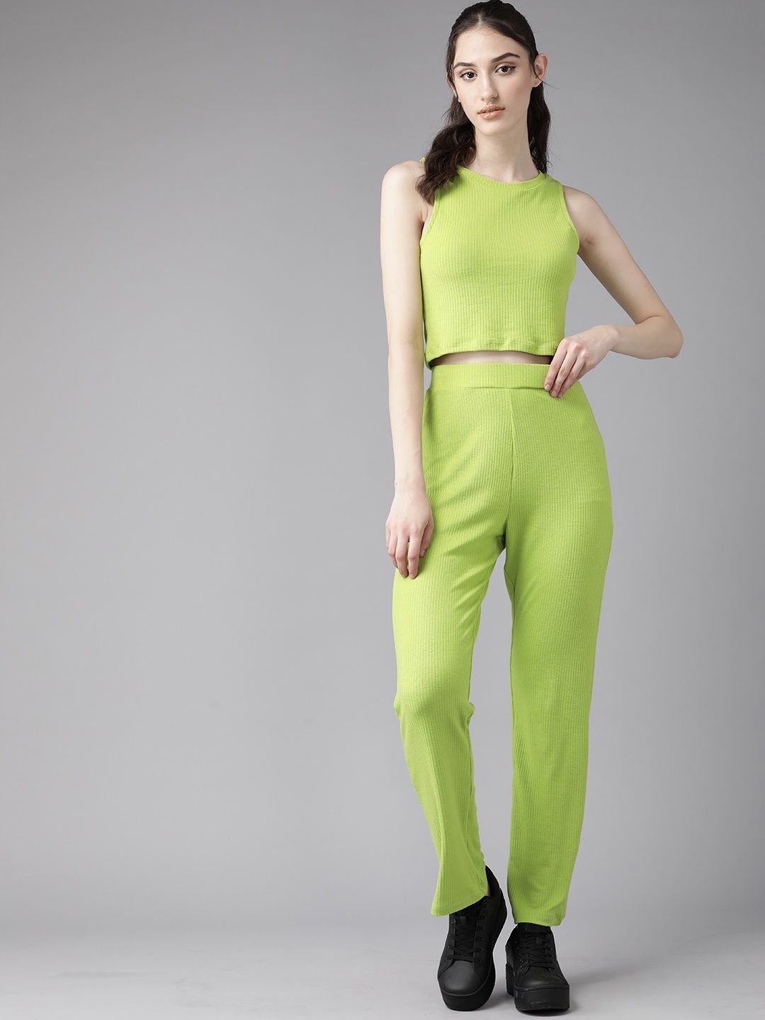 

Roadster Ribbed Top & Trousers Set, Lime green