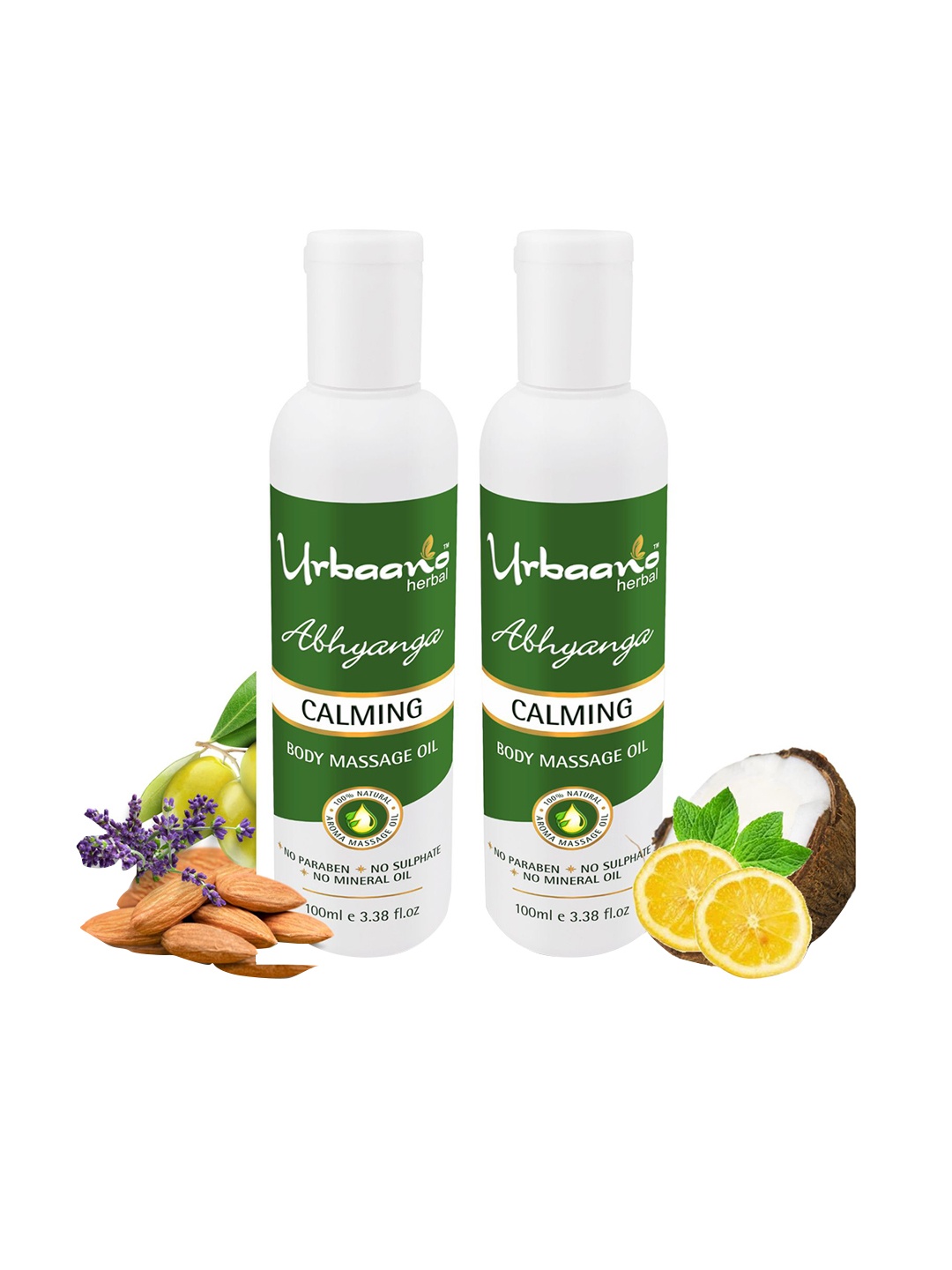 

Urbaano Herbal Set of 2 Abhyanga Calming Body Massage Oil with Jojoba Oil - 100 ml Each, White