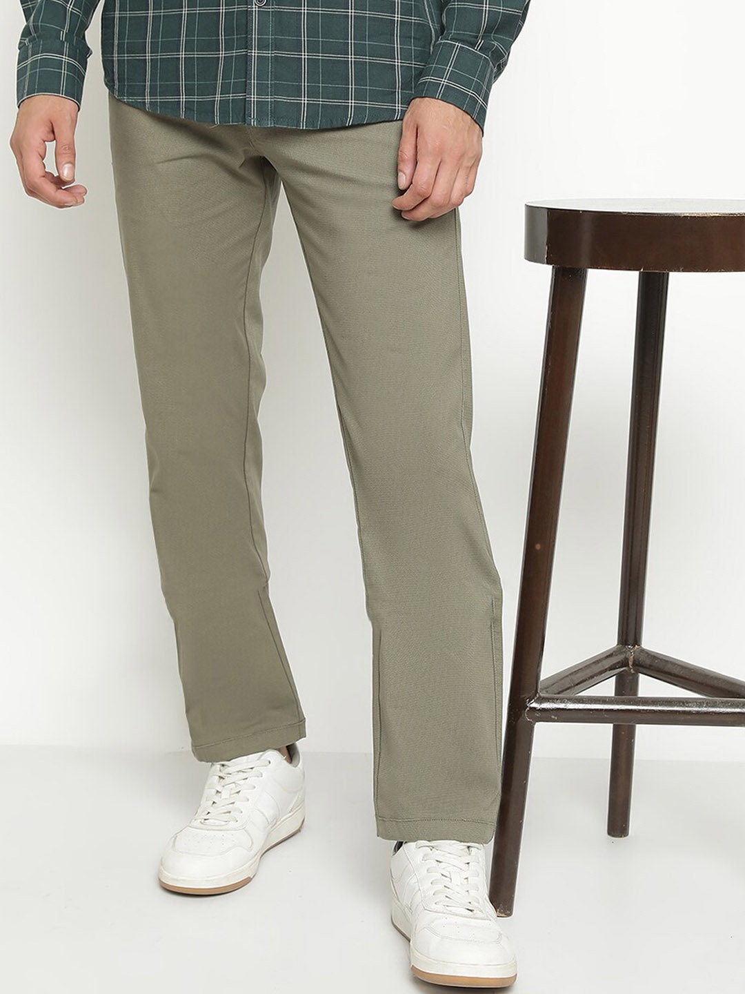 

Octave Men Mid-Rise Cotton Regular Trousers, Olive