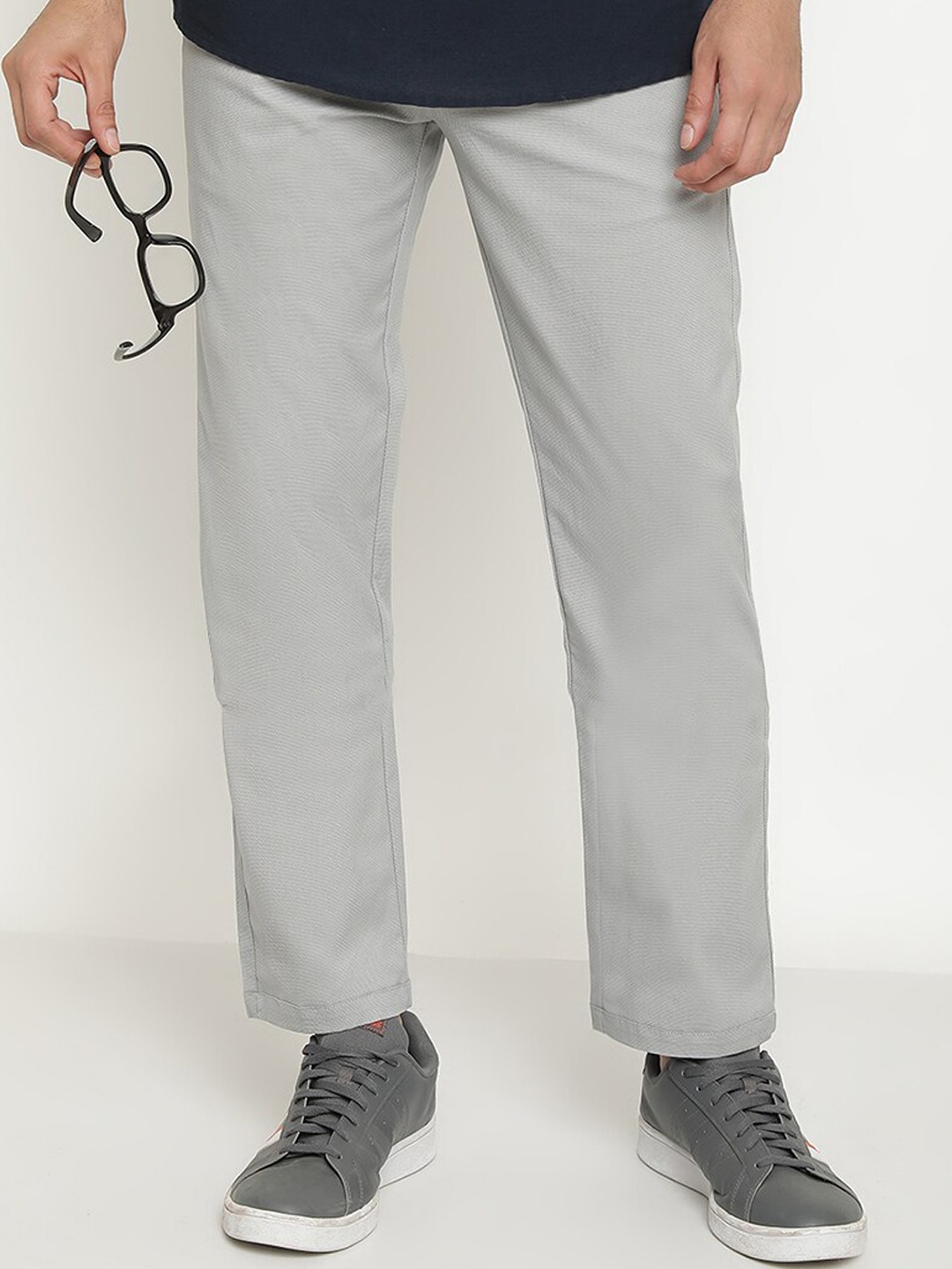 

Octave Men Mid-Rise Cotton Regular Trousers, Grey