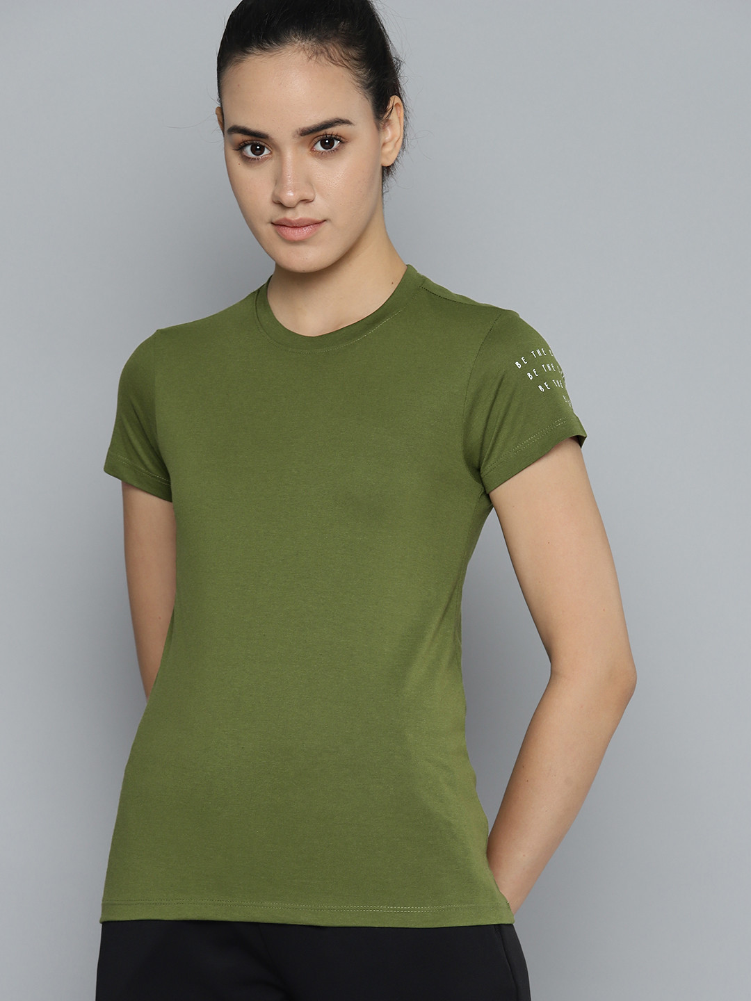 

HRX by Hrithik Roshan Women Typography Printed T-shirt, Olive