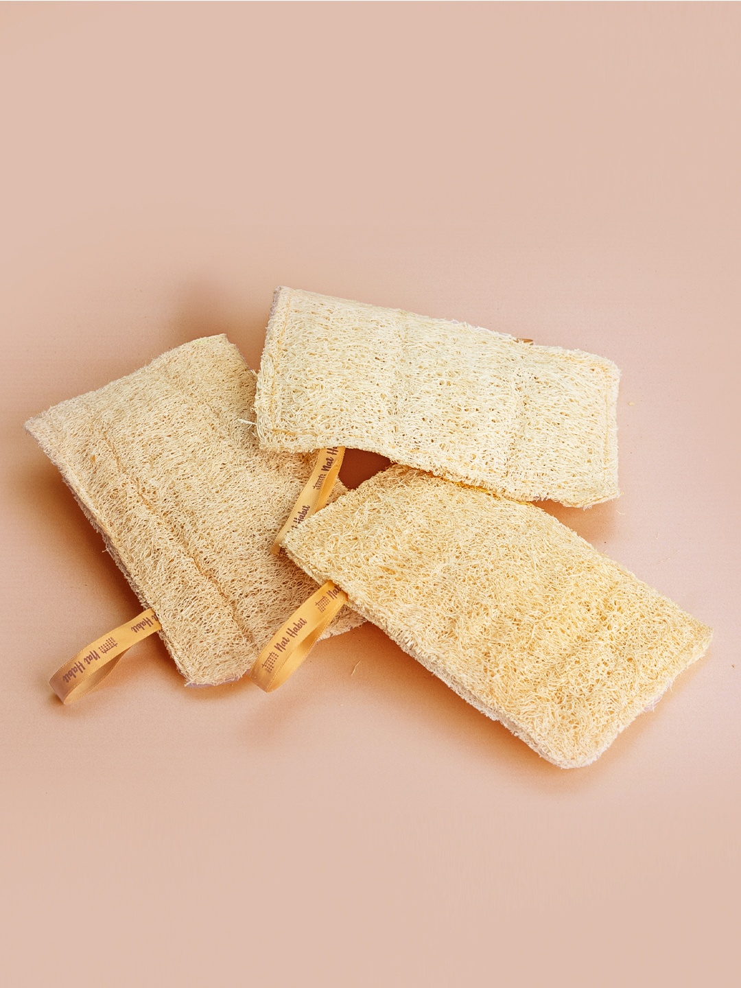 

Nat Habit Set of 3 Back To Natural Sun-Dried Loofah Body Sponge & Scrubber, Yellow