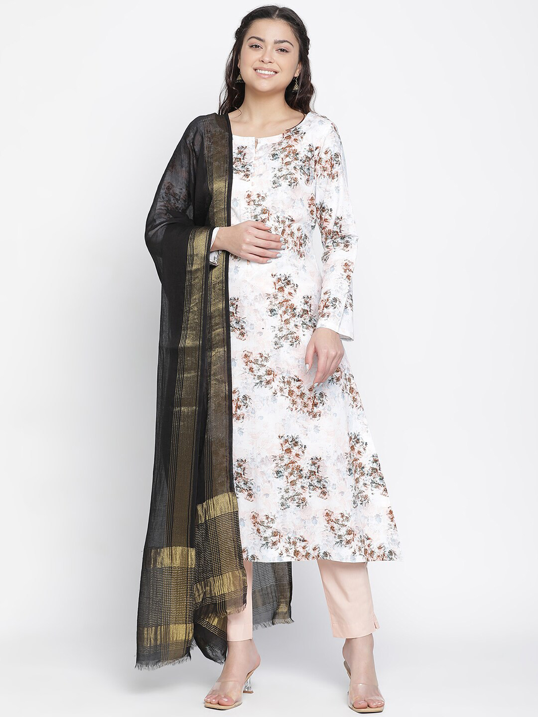 

SHINGORA Floral Printed Pure Cotton Unstitched Dress Material, Blue
