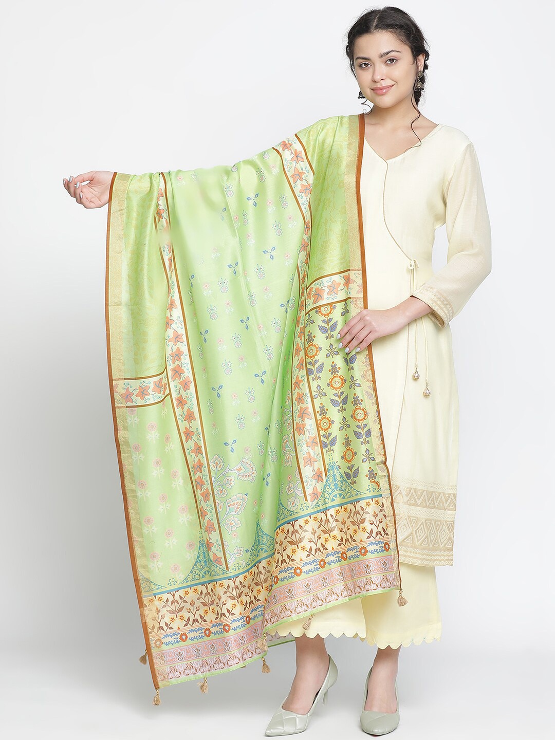 

SHINGORA Geometric Woven Design Unstitched Dress Material, Lime green