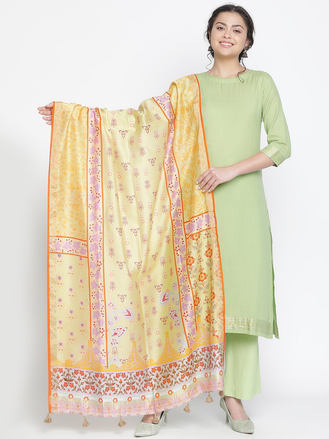 

SHINGORA Woven Design Zari Unstitched Dress Material, Green