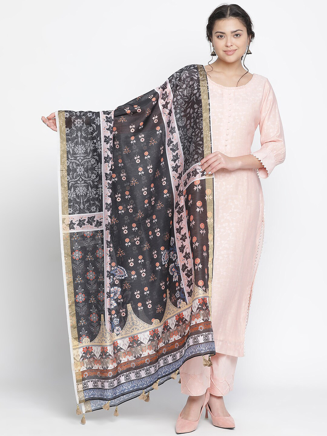 

SHINGORA Floral Unstitched Dress Material, Pink