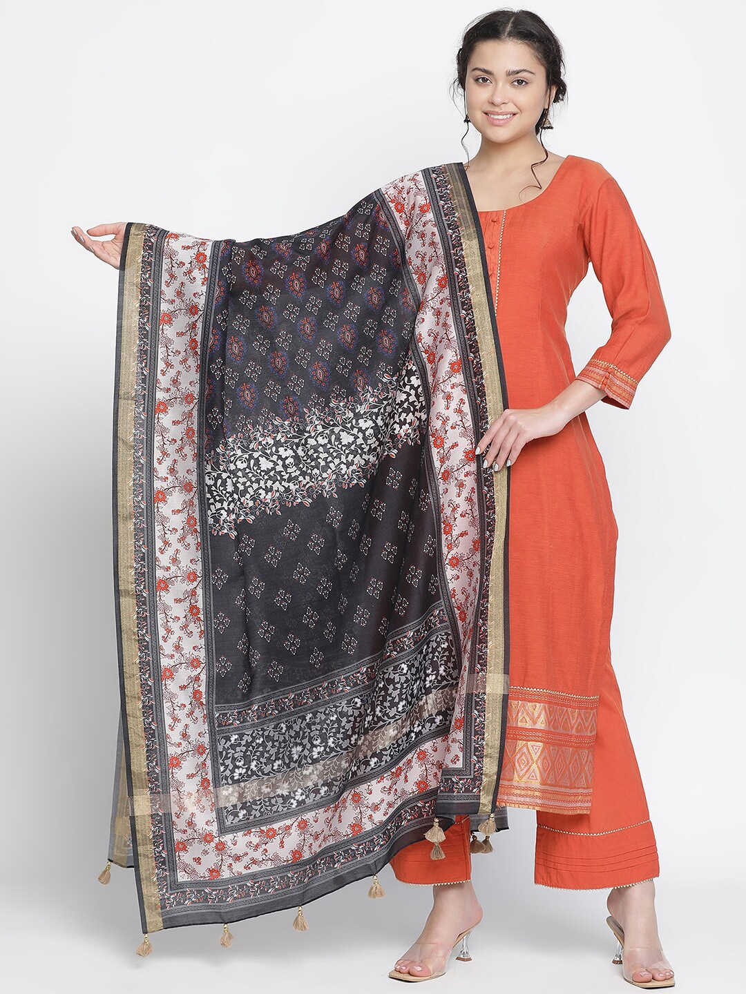 

SHINGORA Chevron Woven Design Unstitched Dress Material, Rust