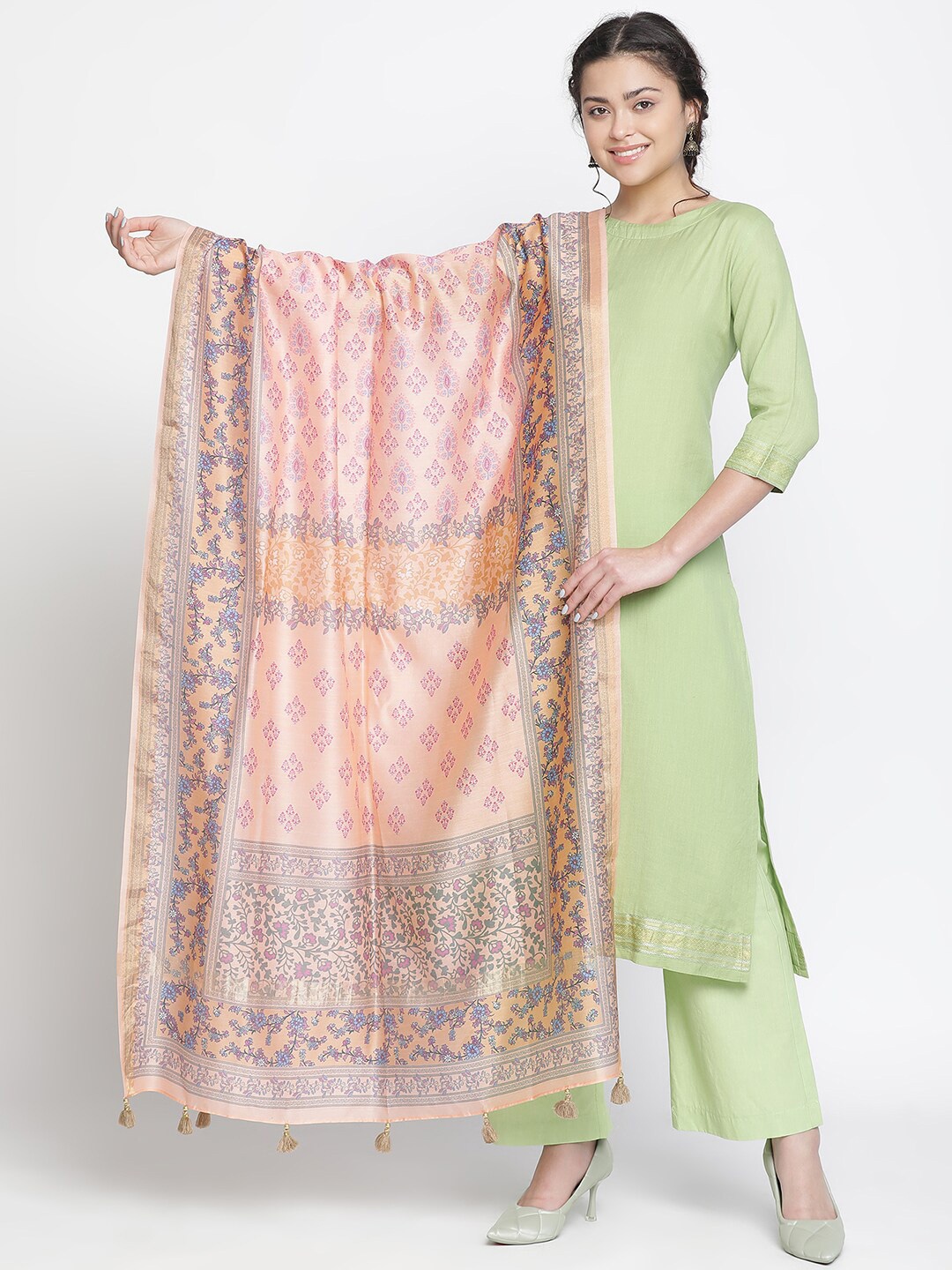 

SHINGORA Woven Design Unstitched Dress Material, Green
