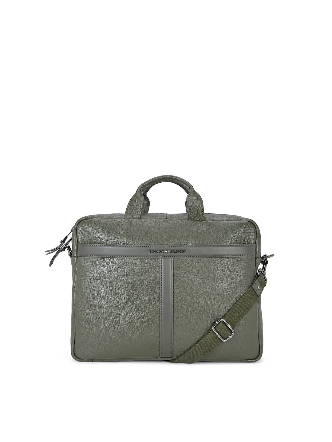

Tommy Hilfiger Men Leather Laptop Bag, Olive