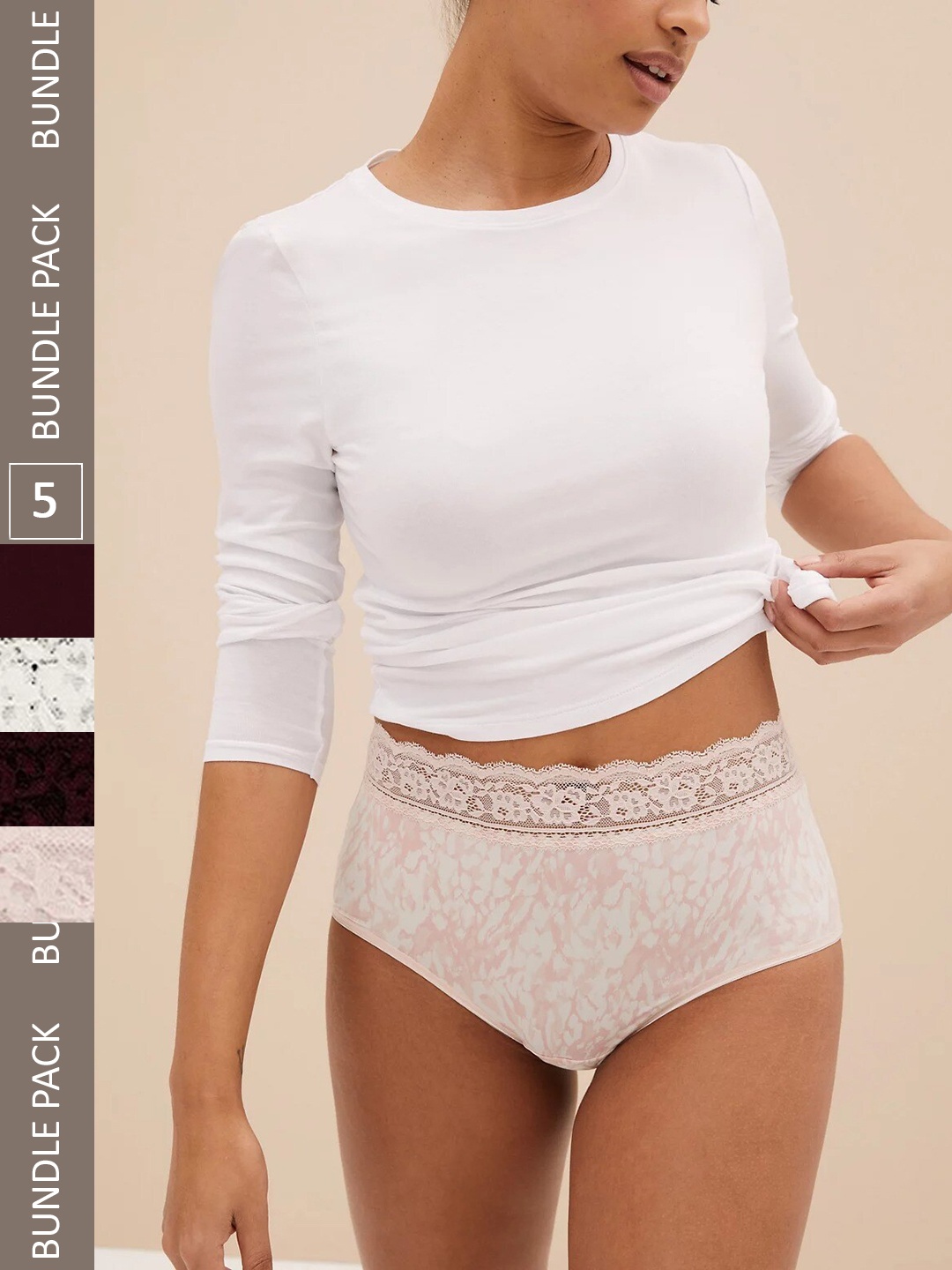 

Marks & Spencer Women Pack Of 5 Basic Briefs, Pink