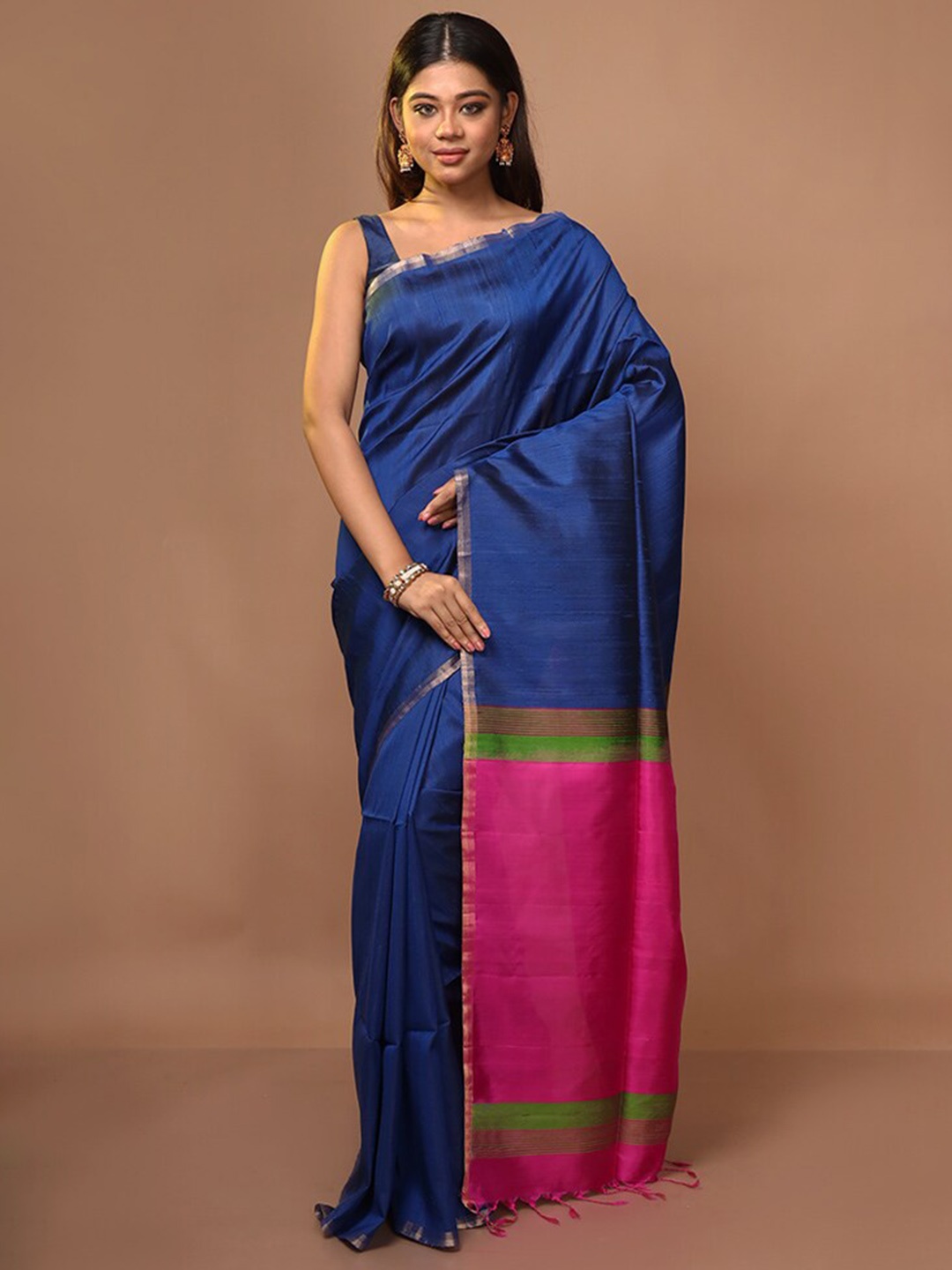 

AllSilks Zari Pure Silk Saree, Blue