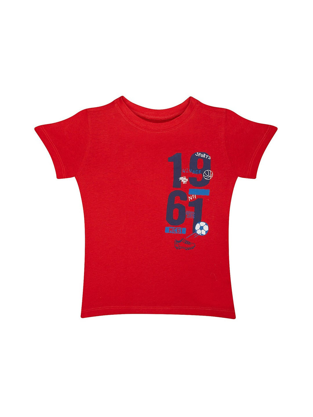 

mothercare Boys Round Neck Typography Printed Cotton T-shirt, Red