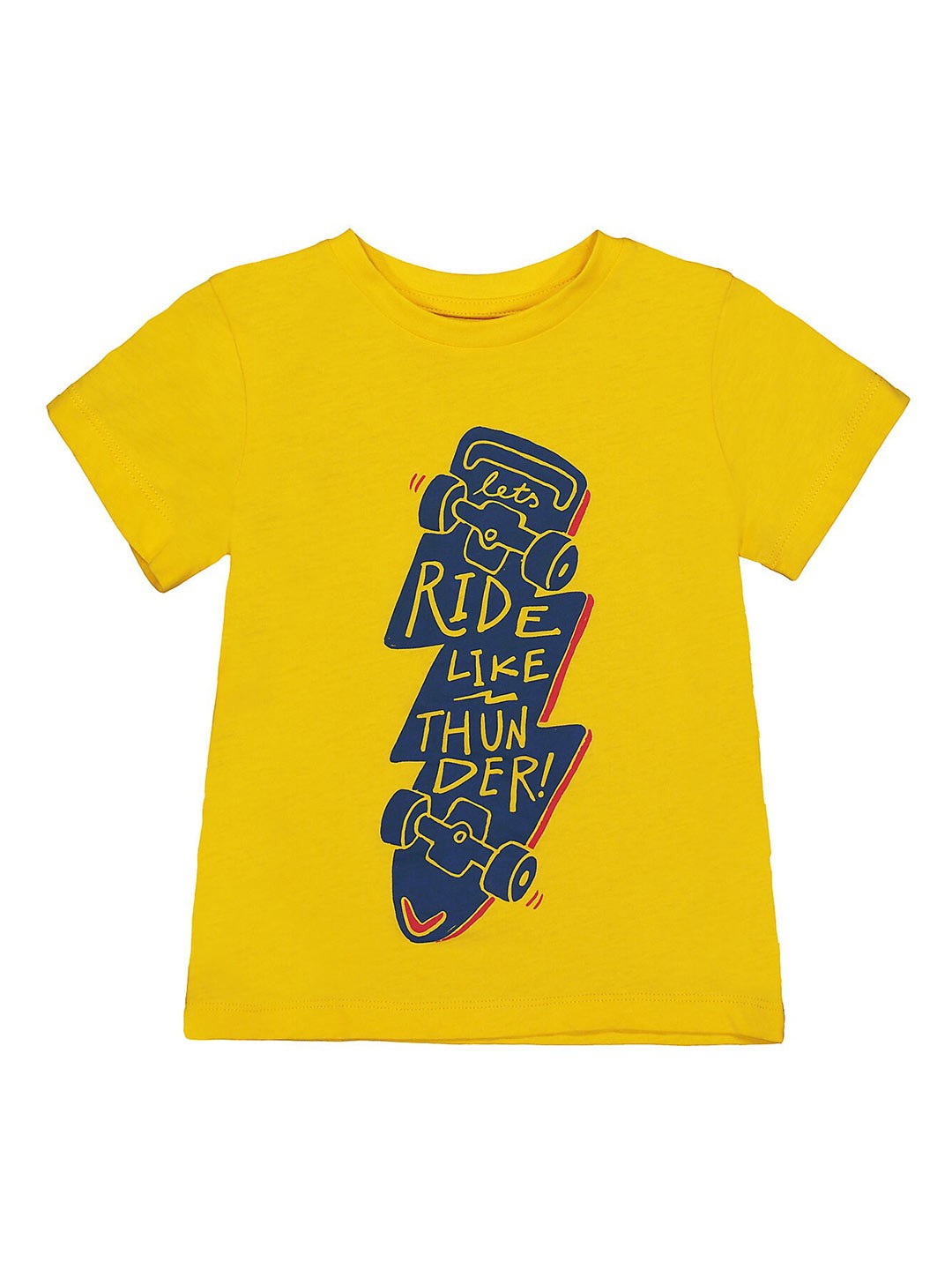 

mothercare Boys Round Neck Typography Printed Cotton T-shirt, Yellow