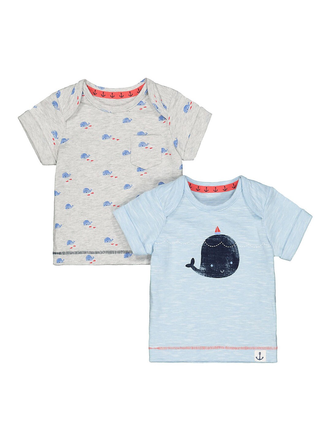 

mothercare Boys Pack Of 2 Graphic Printed Cotton T-shirt, Blue