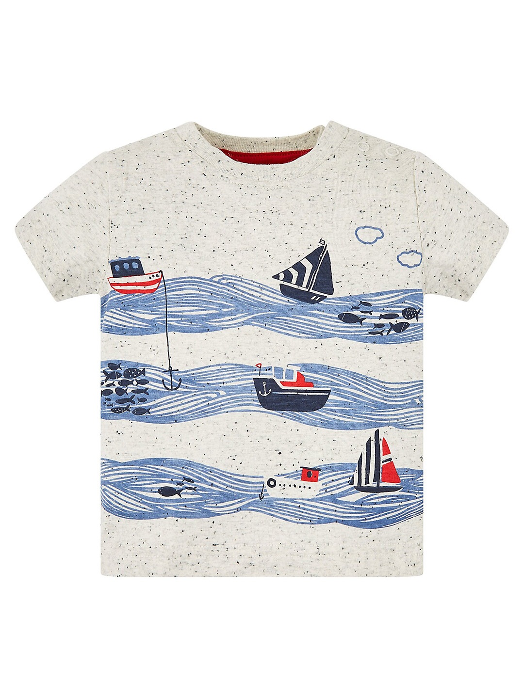 

mothercare Boys Nautical Printed Cotton T-shirt, Grey
