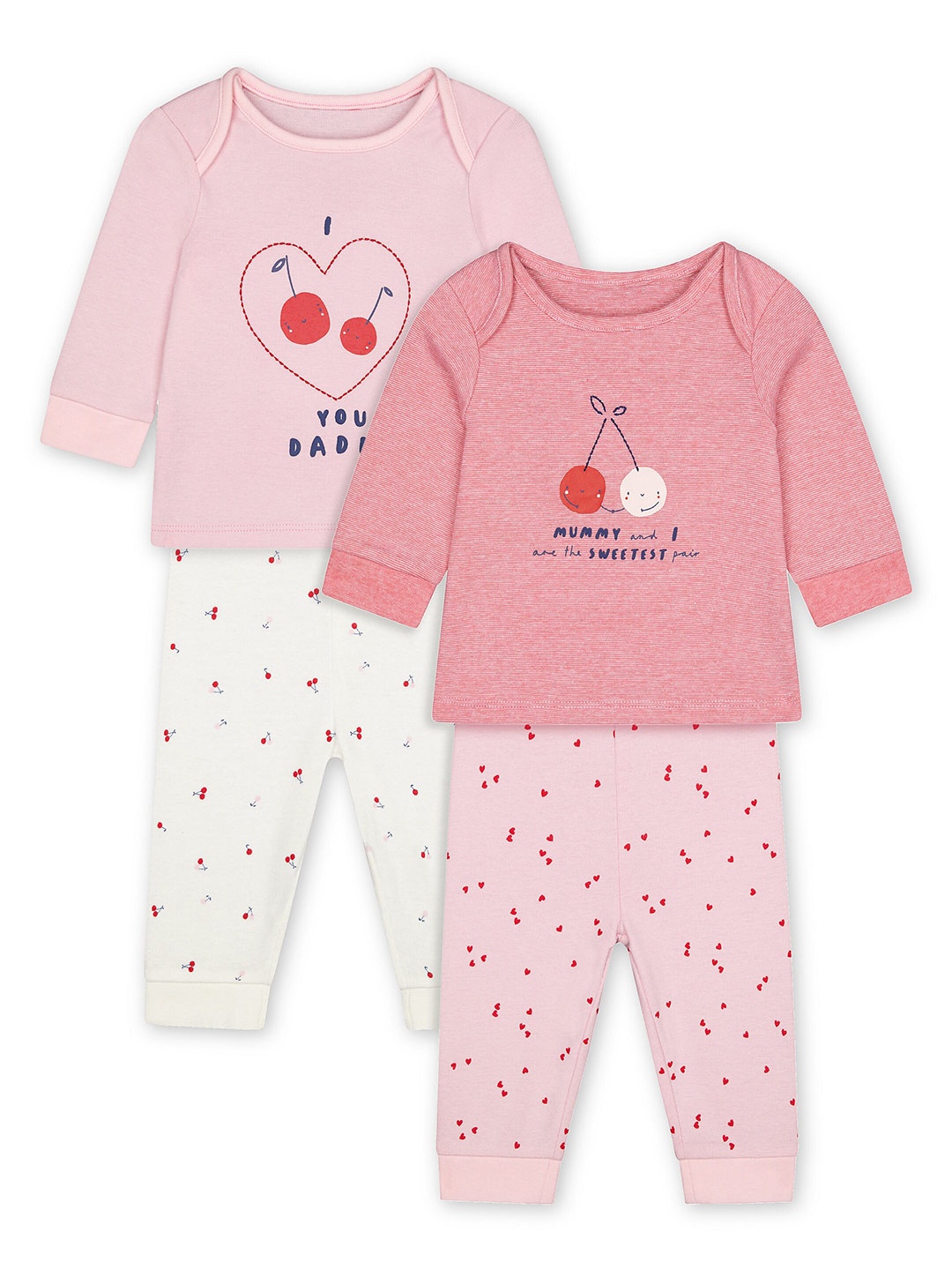 

mothercare Girls Set Of 2 Printed T-shirt with Joggers, Pink