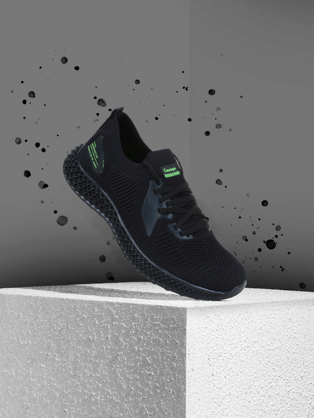 

Champs Men Air Plus Technology Non-Marking Running Sports Shoes, Black