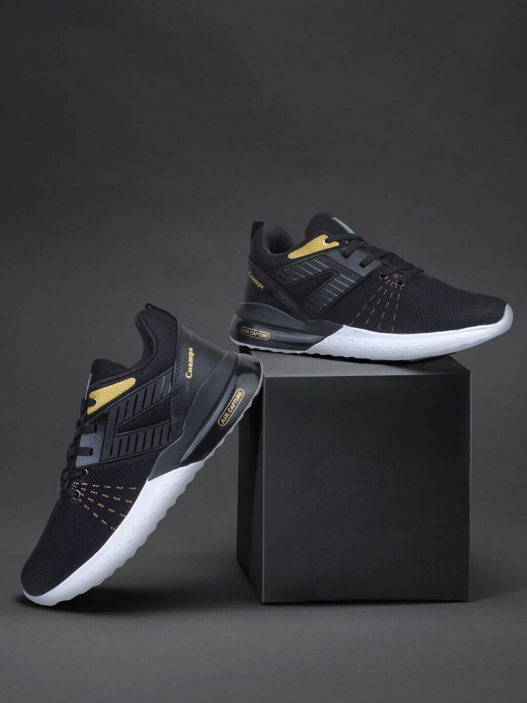 

Champs Men Air Plus Technology Running Sports Shoes, Black