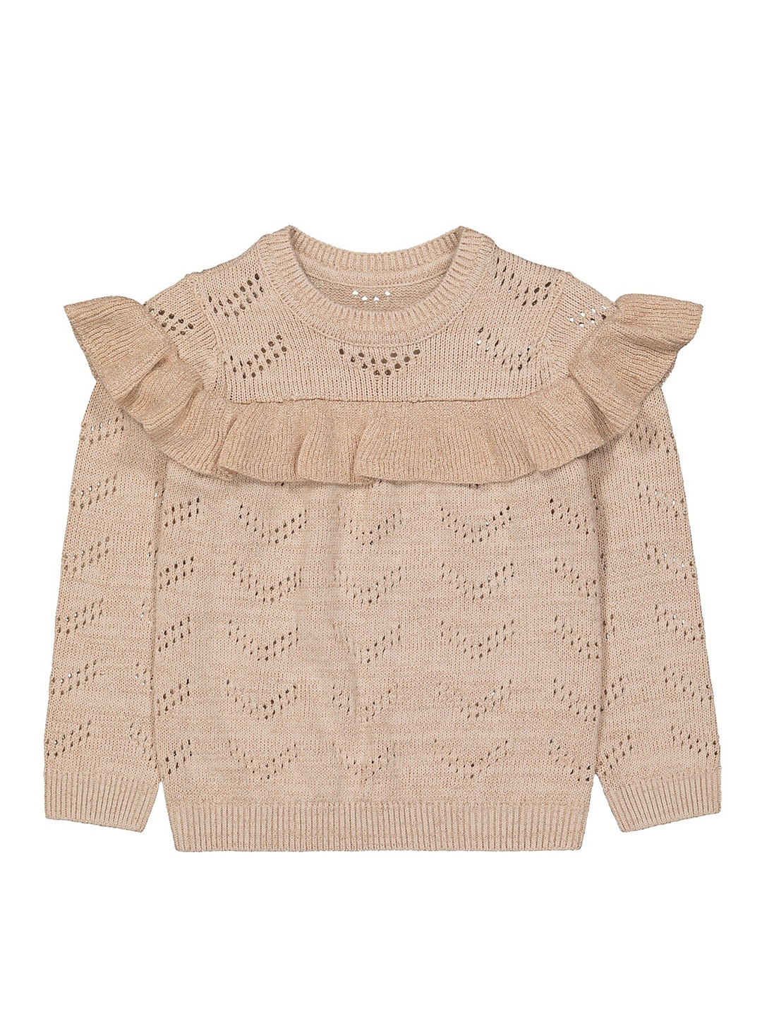 

mothercare Girls Open Knit Acrylic Pullover, Beige