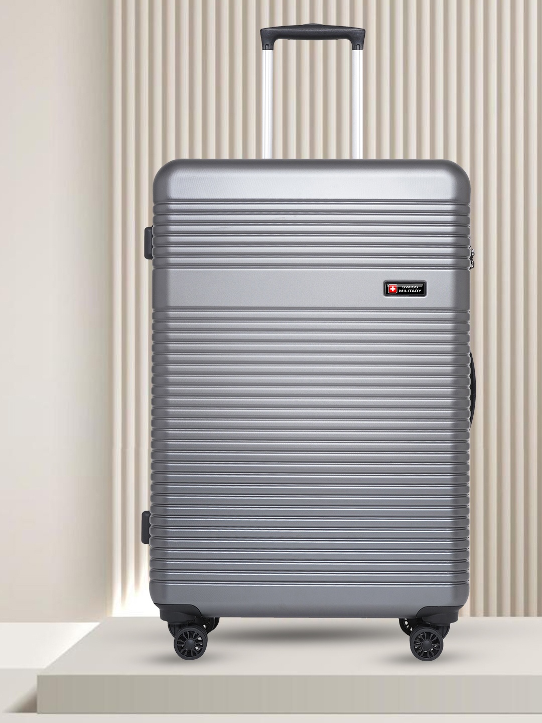 

SWISS MILITARY Textured Hard-Sided Large Trolley Bag, Grey