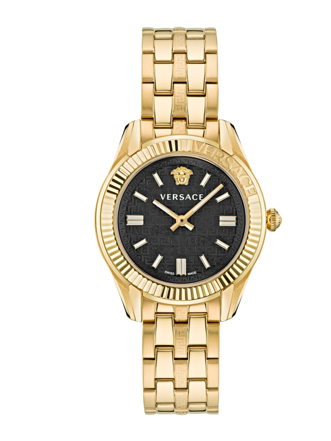 

Versace Women Textured Dial & Stainless Steel Bracelet Style Analogue Watch VE6C00623, Black