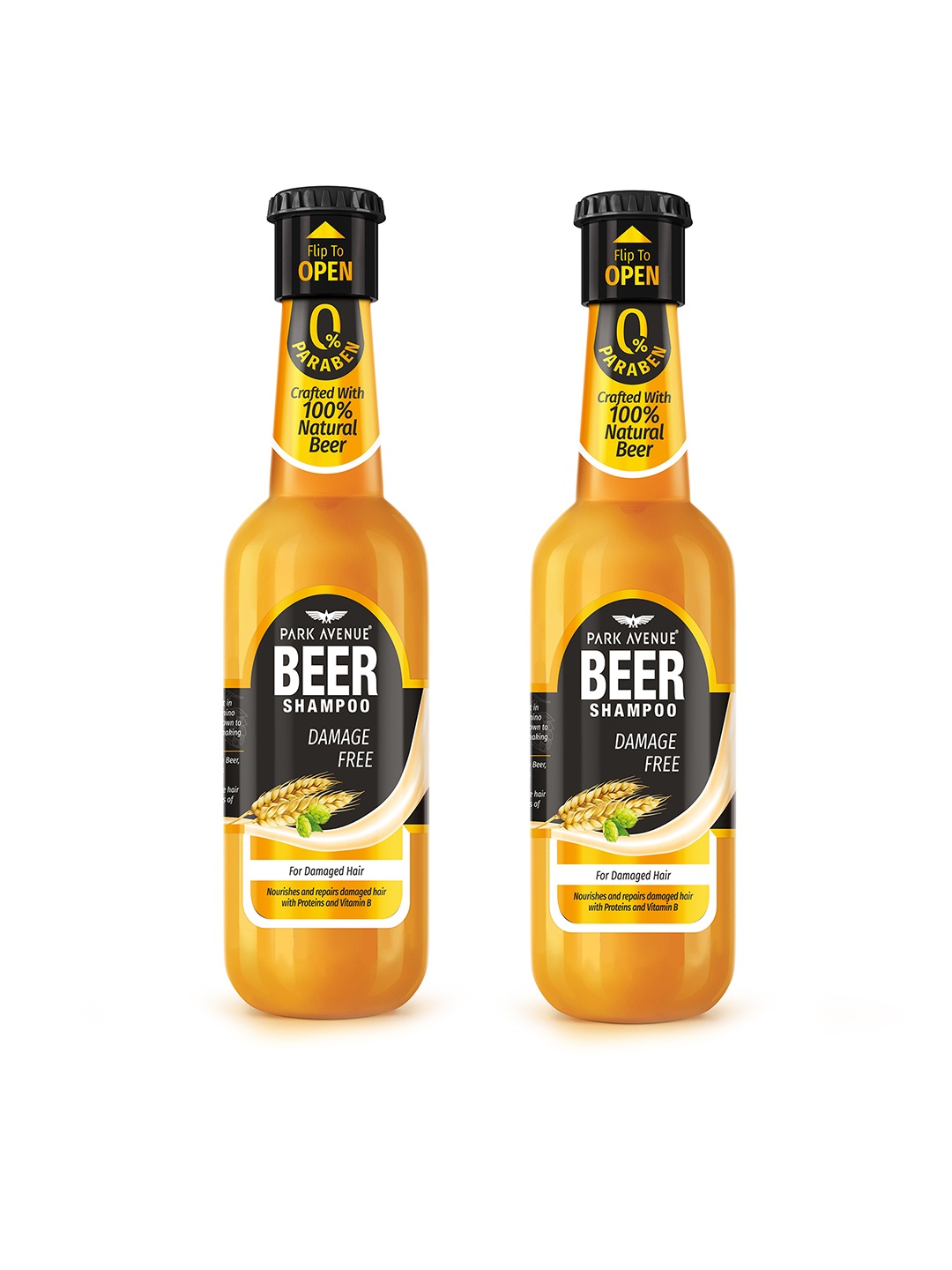 Park Avenue Set of 2 Damage Free Beer Shampoo - 180 ml Each, Yellow