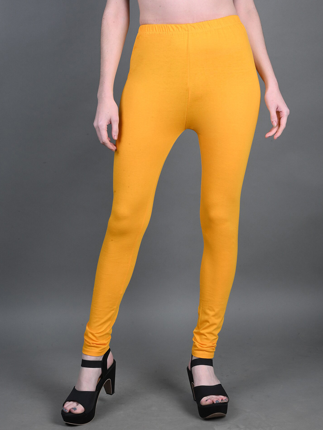 

FRENCH KLEIDER Girls Cotton Lycra Mid-Rise Churidar Length Leggings, Yellow