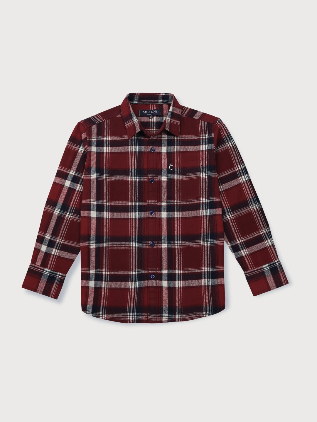 

Gini and Jony Boys Tartan Checked Cotton Casual Shirt, Maroon