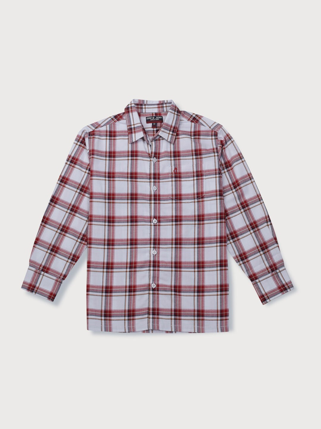 

Gini and Jony Boys Tartan Checked Spread Collar Long Sleeves Casual Shirt, Red